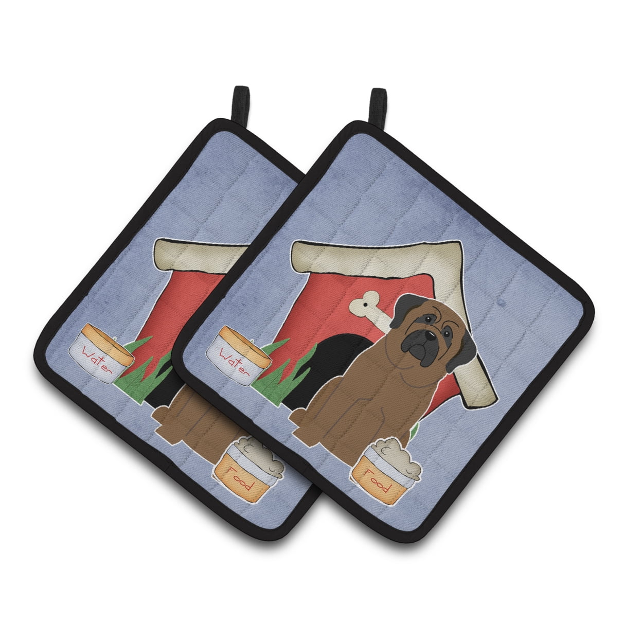 Carolines Treasures BB2838PTHD Dog House Collection Bullmastiff Pair of Pot Holders 7.5HX7.5W multicolor