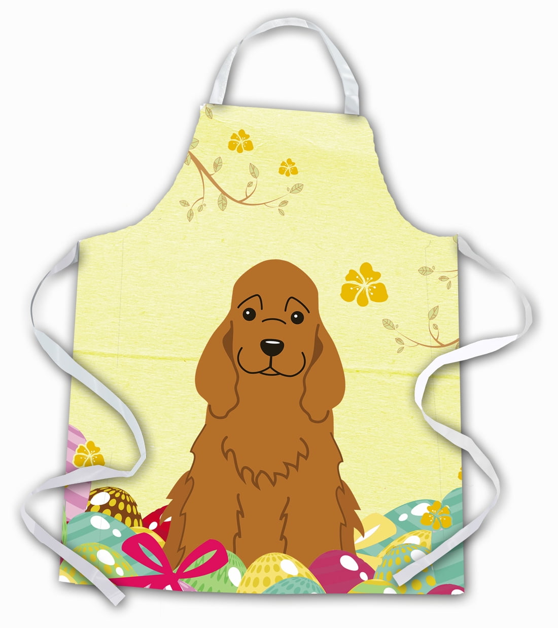 Carolines Treasures BB6095APRON Easter Eggs Cocker Spaniel Red Apron Large multicolor