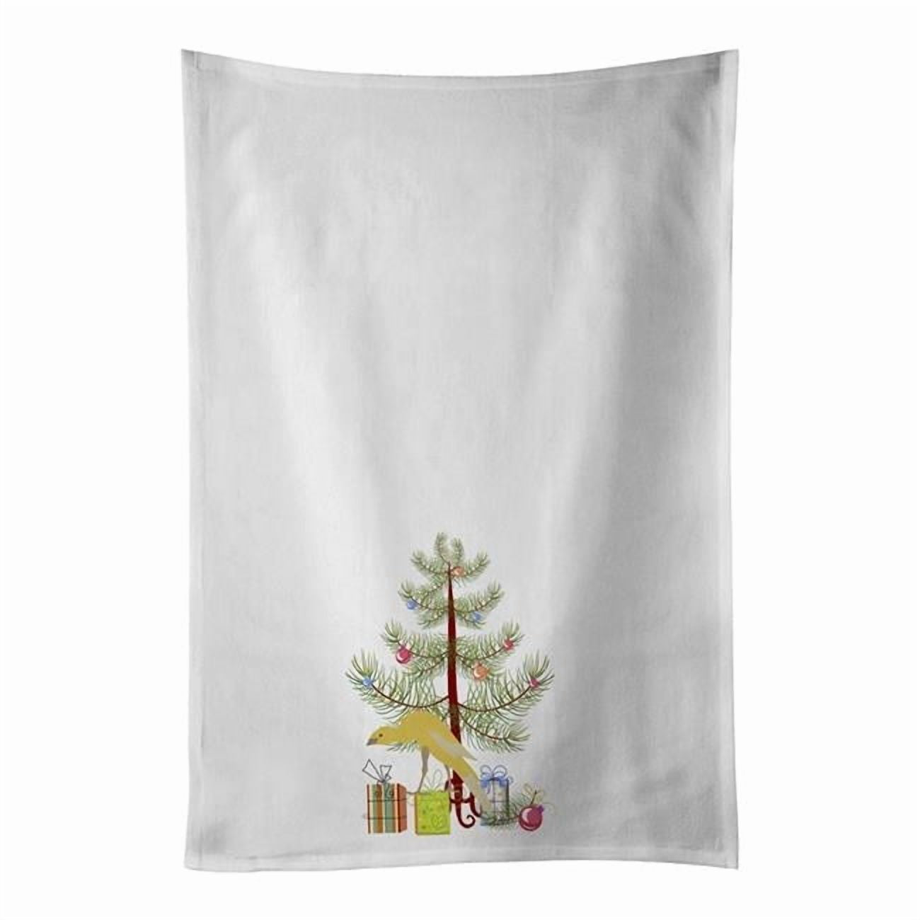 Belgian Hunchback Canary Merry Christmas White Kitchen Towel Set of 2 19 in x 28 in