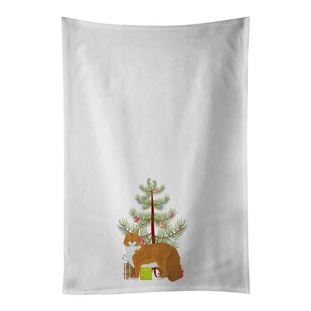 Carolines Treasures CK4648WTKT 28 x 19 in. Unisex Maine Coon No.1 Cat Merry Christmas White Dish Towels Kitchen Towel - Set of 2