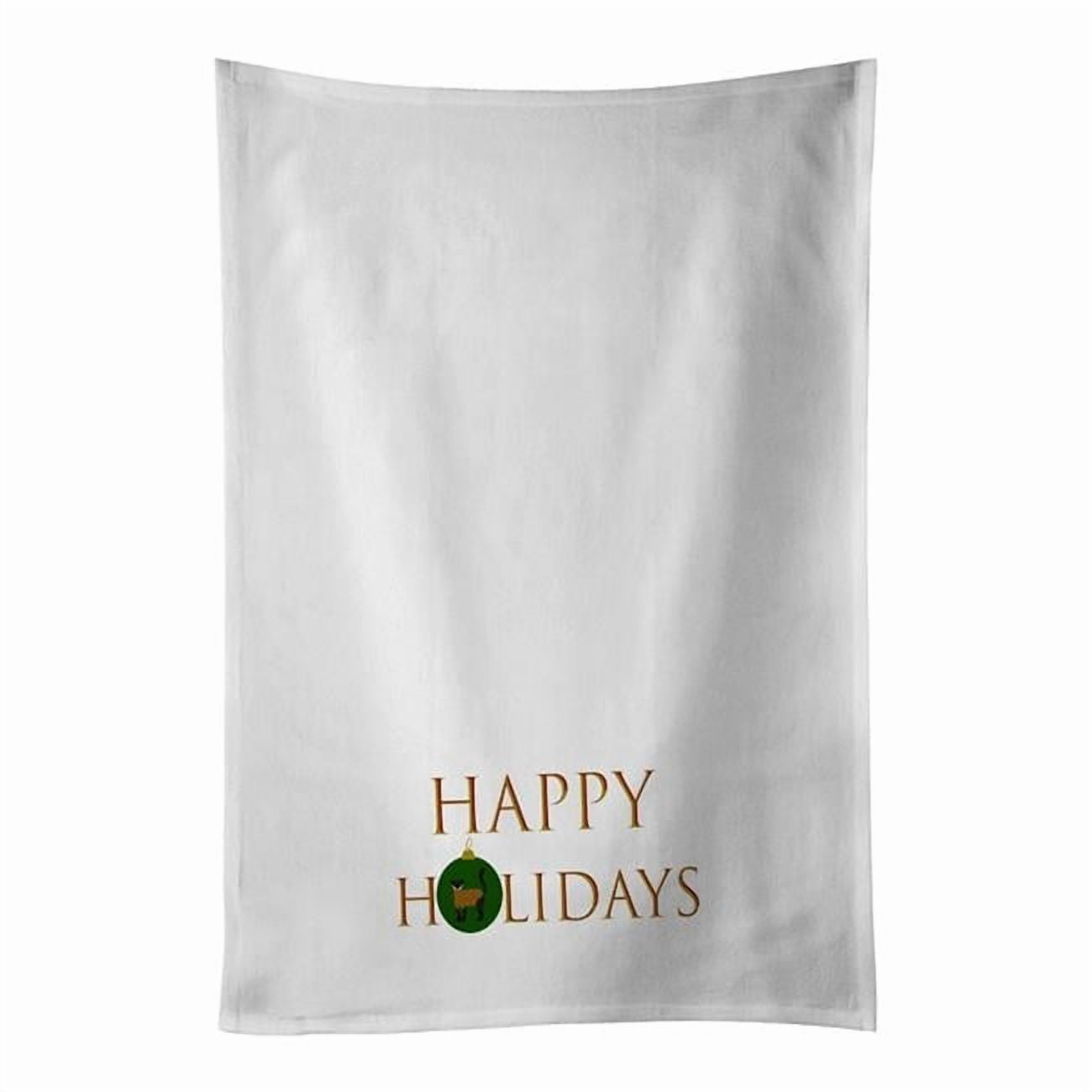 Carolines Treasures CK9428WTKT 28 x 19 in. Unisex Yellow-Throated Marten Happy Holidays White Dish Towels Kitchen Towel - Set of 2