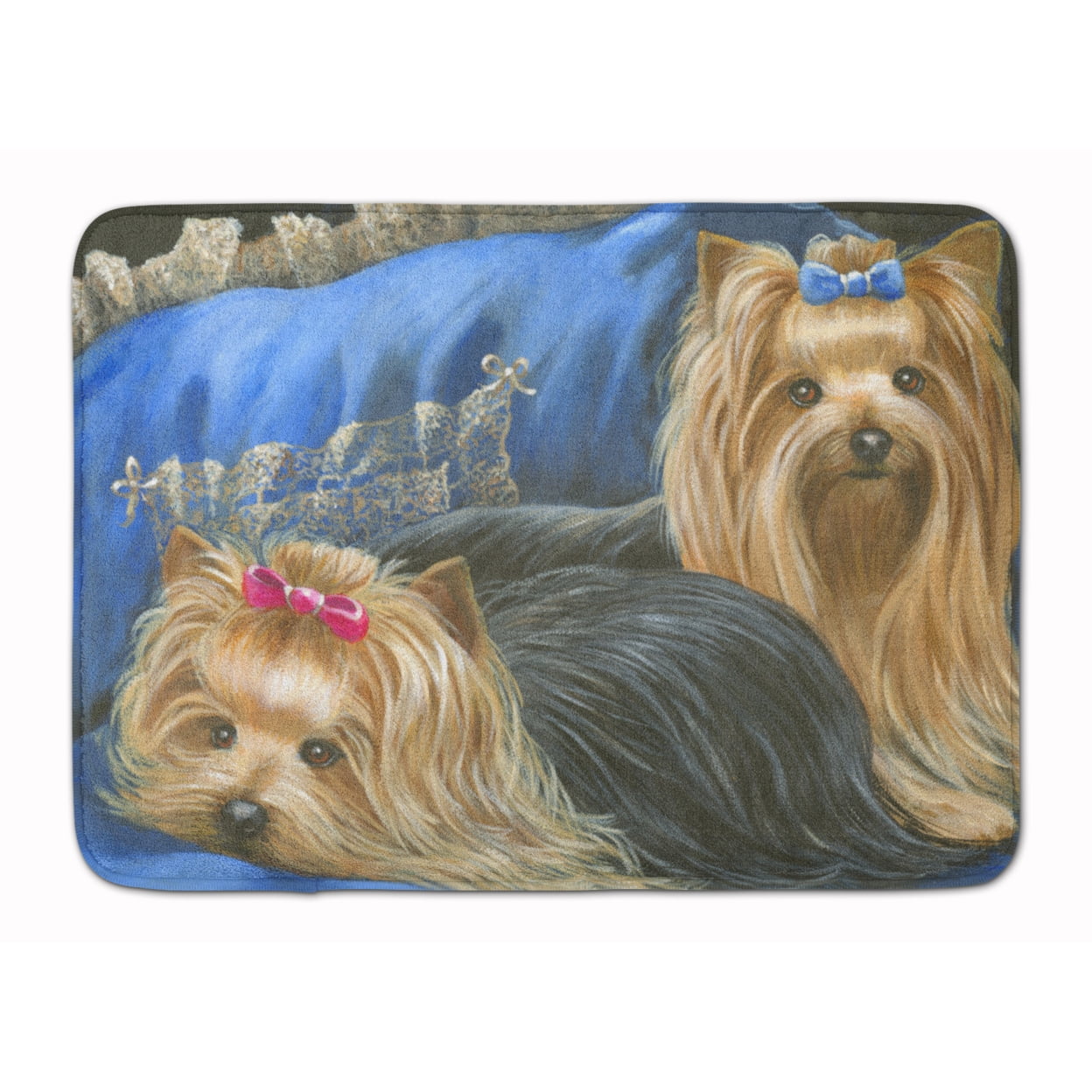 Carolines Treasures PPP3293RUG Yorkshire Terrier Yorkie Satin and Lace Bath Mat Machine Washable Anti-fatigue Memory