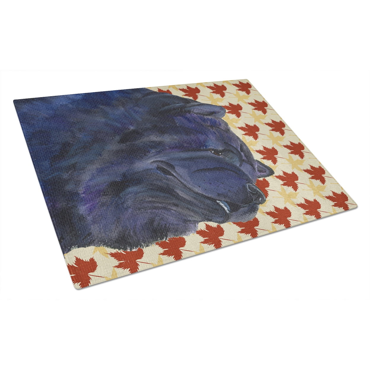 Carolines Treasures SS4355LCB Chow Chow Fall Leaves Portrait Glass Cutting Board Large, 12H x 16W, multicolor