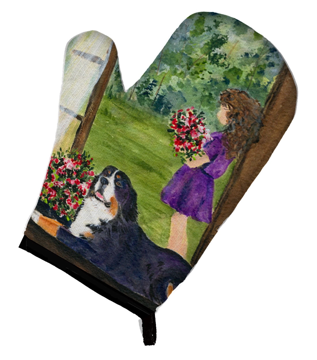 Little Girl with her Bernese Mountain Dog Oven Mitt
