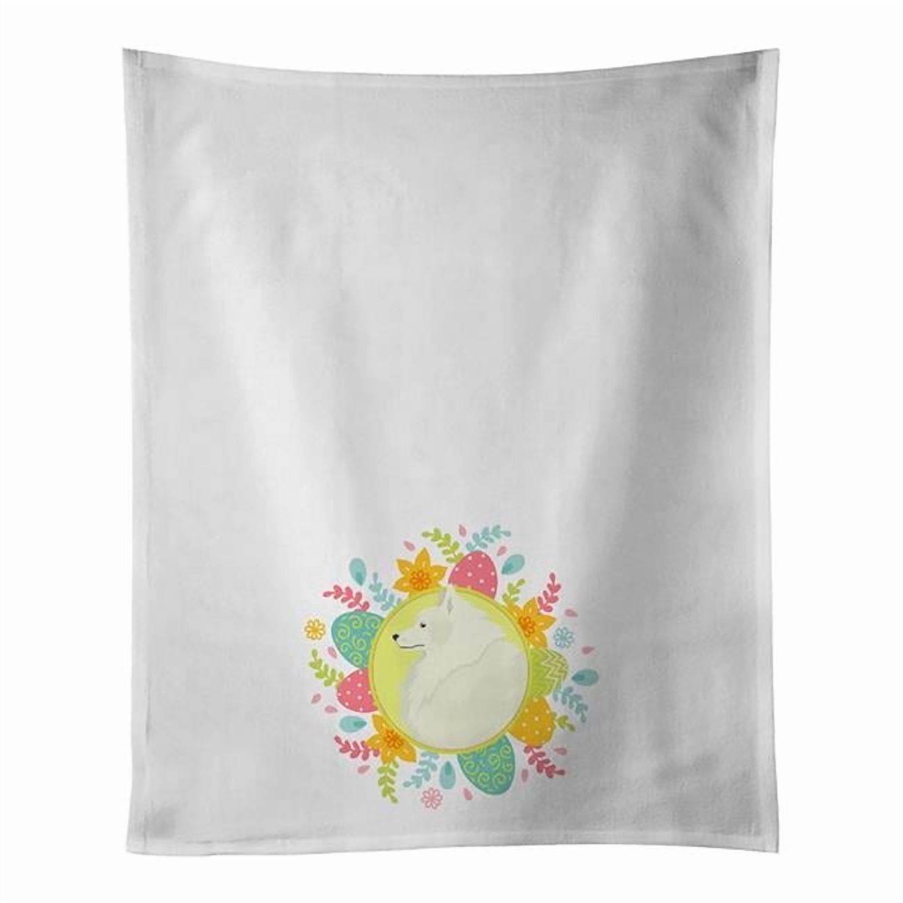 Carolines Treasures WDK3245WTKT 28 x 19 in. Unisex Spitz Easter White Dish Towels Kitchen Towel - Set of 2