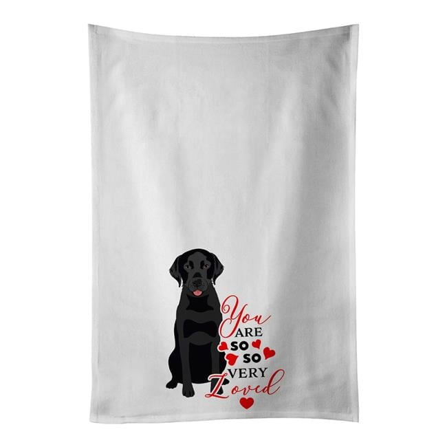 Carolines Treasures WDK3952WTKT 28 x 19 in. Unisex Labrador Retriever Black No.3 So Loved White Dish Towels Kitchen Towel - Set of 2