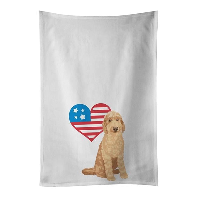 Carolines Treasures WDK4139WTKT 28 x 19 in. Unisex Doodle Liver No.1 Patriotic White Dish Towels Kitchen Towel - Set of 2