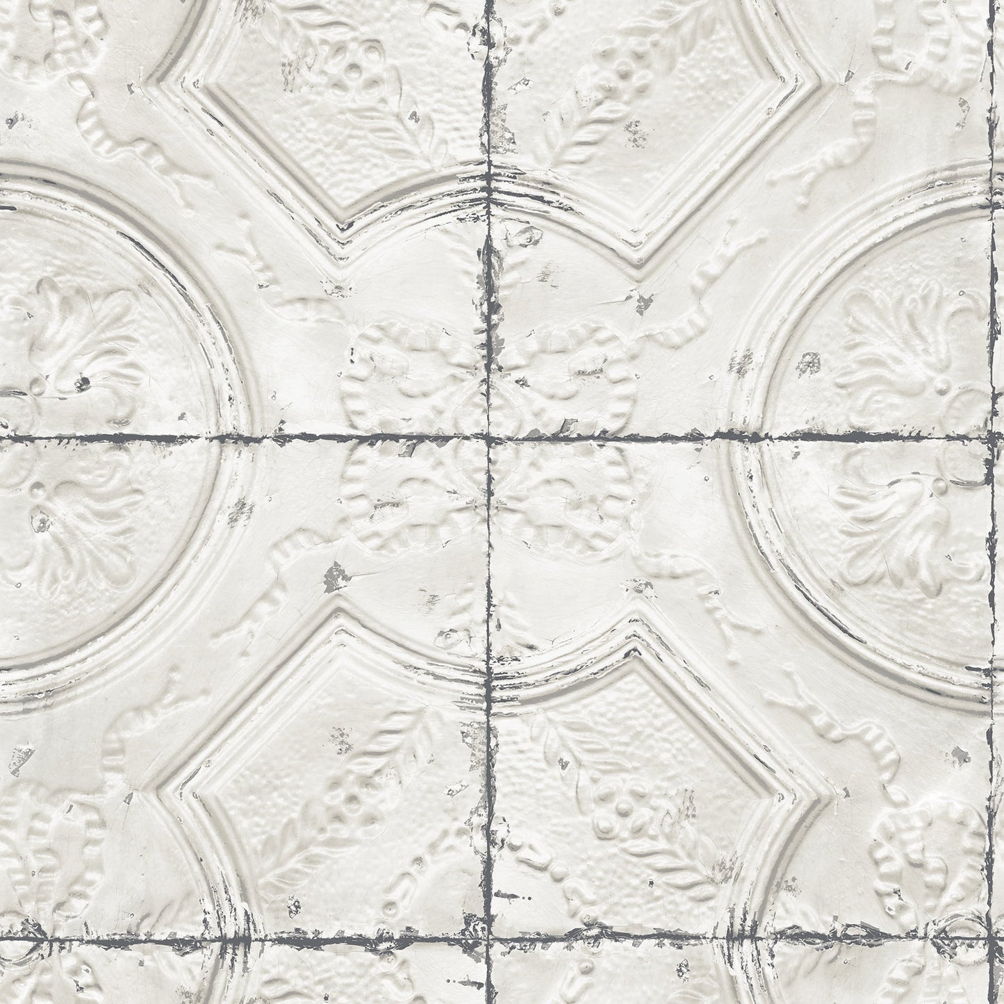 Chesapeake Susanna Off-White Vintage Tin Tile Wallpaper