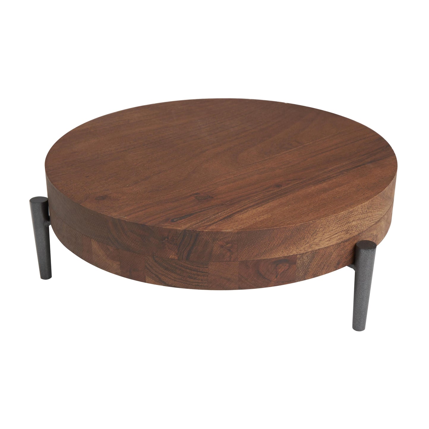 DecMode 12" x 12" Brown Wood Tray with Black Metal Legs, 1-Piece