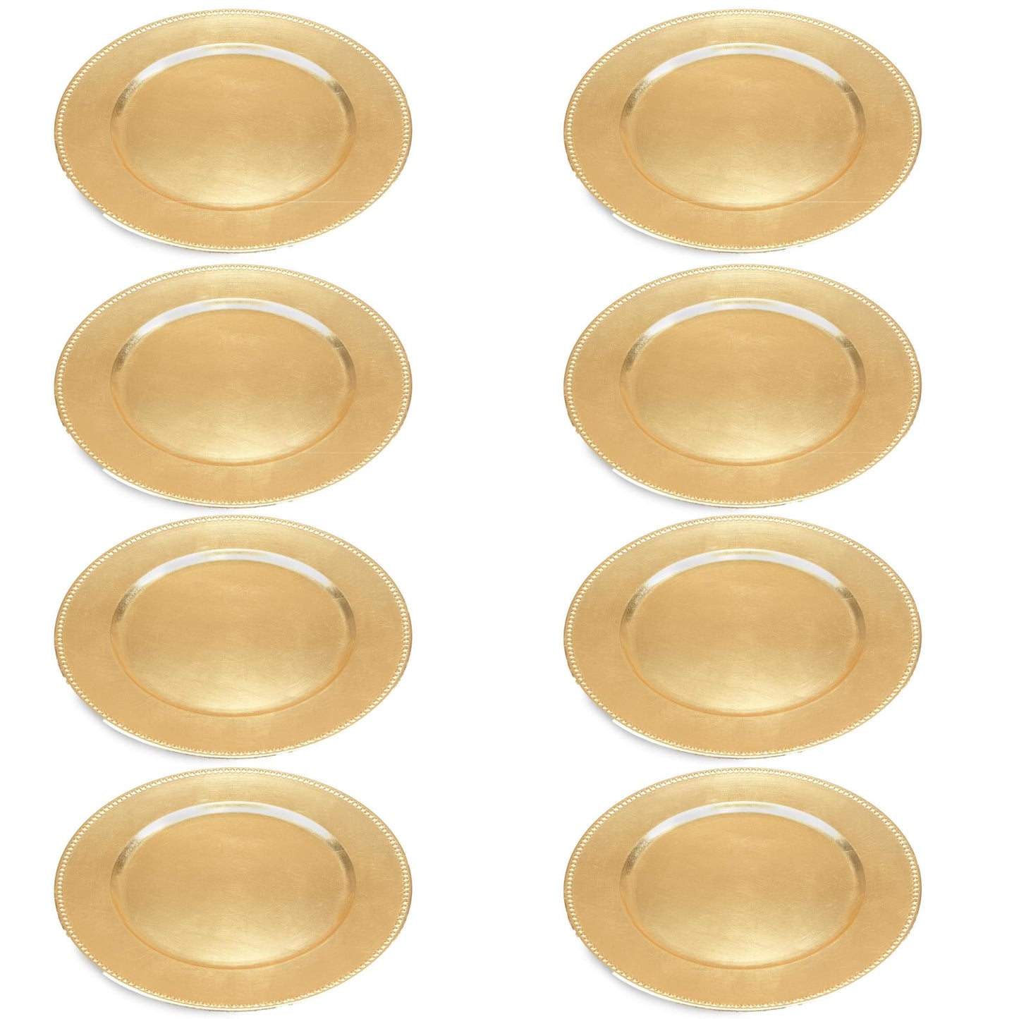 DecMode 13" Round Plate Gold Melamine Plastic Charger, Set of 8