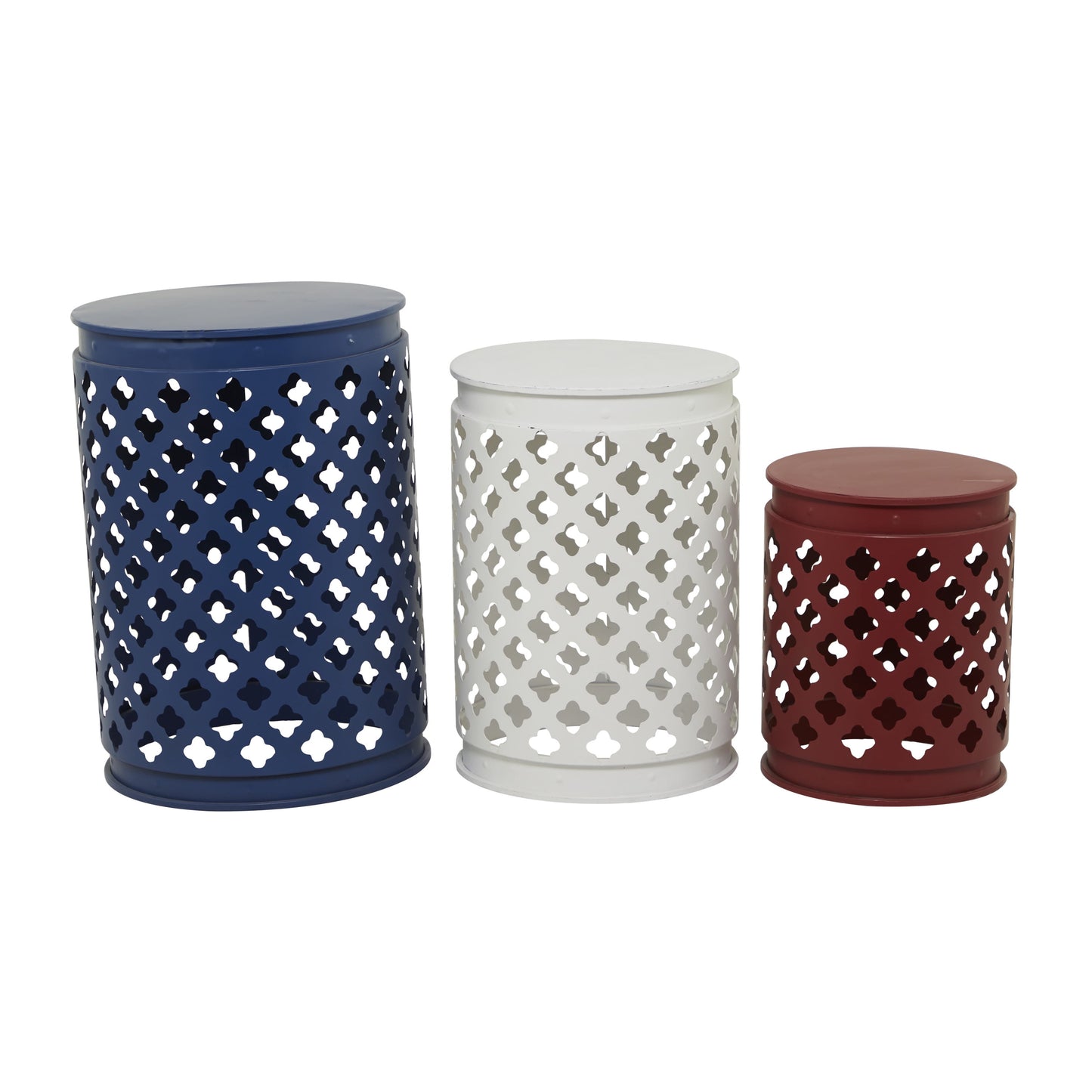 DecMode 23", 19", 15" H Metal Contemporary Accent Table, Multi Colored, 3-Piece