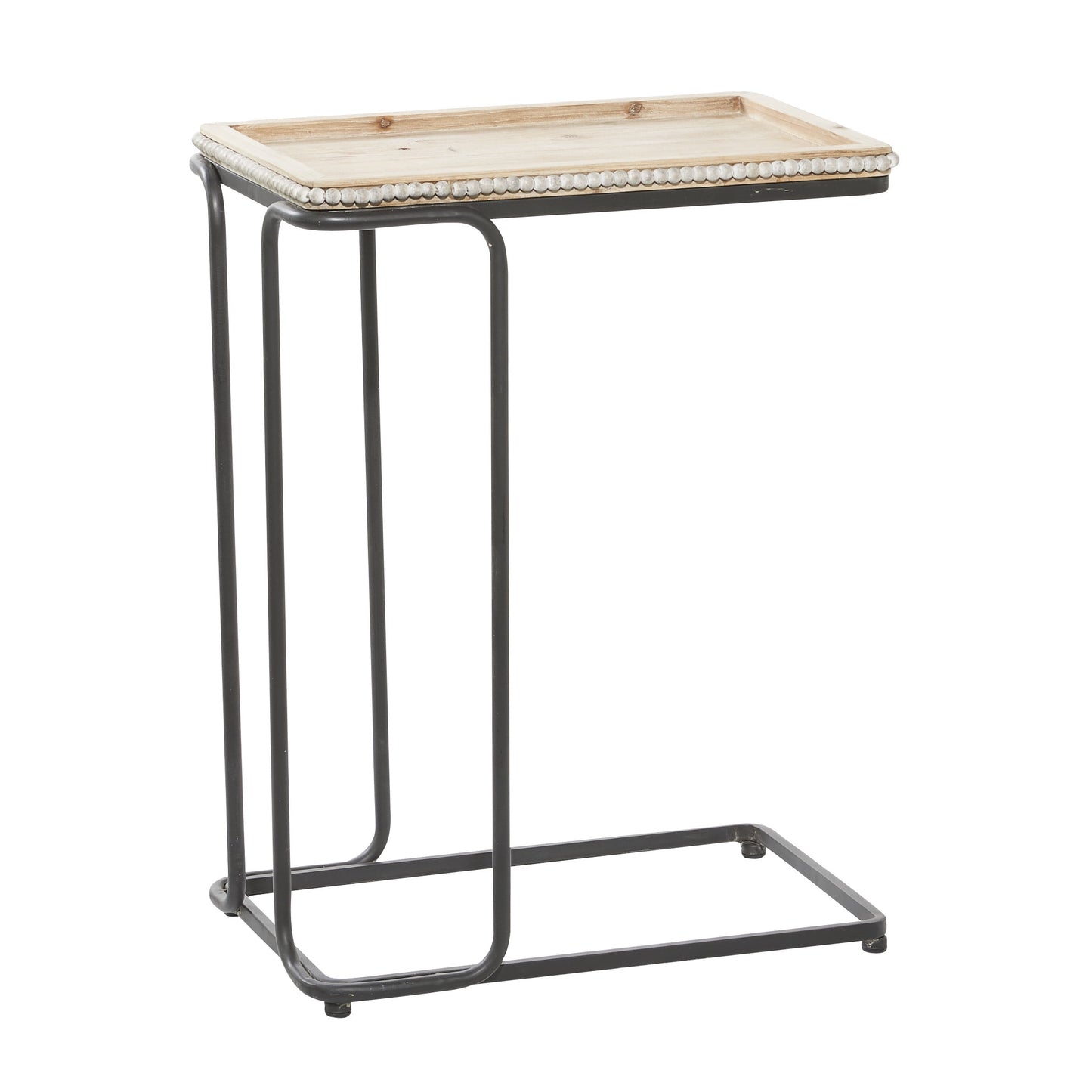DecMode Mesa Decorativa Elevada de Mesa con Borde Vivo Hecha a Mano de Madera de Teca Marrón de 18" x 23" con Base de Tocón de Ãrbol, 1 Pieza