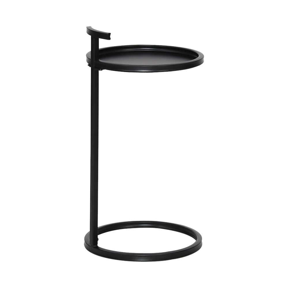 Dia 14 in. x H 26 in. Black Round Metal C-Table