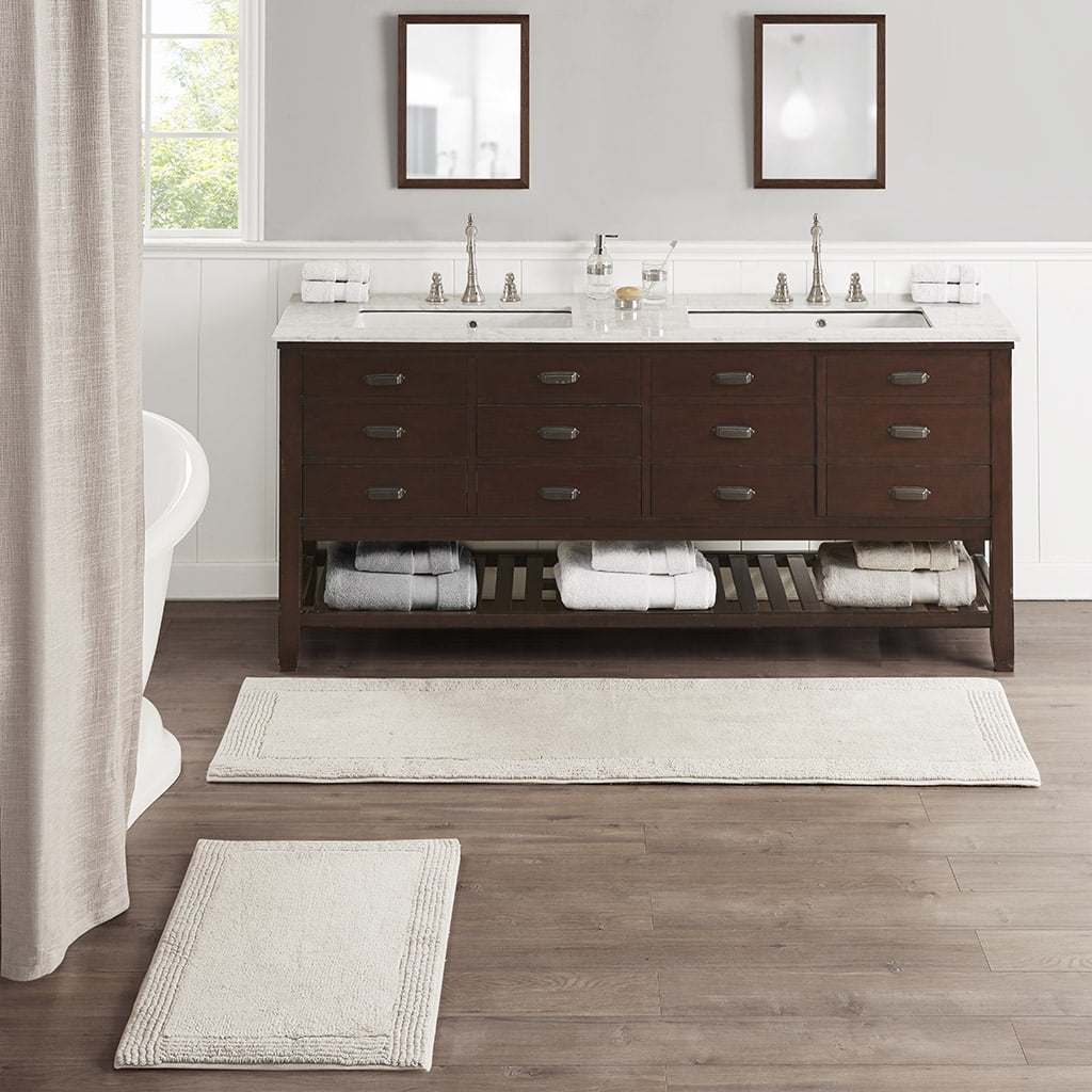 MAYEERTY 100% Cotton Tufted Reversible Bath Rug Natural 24" x 72"