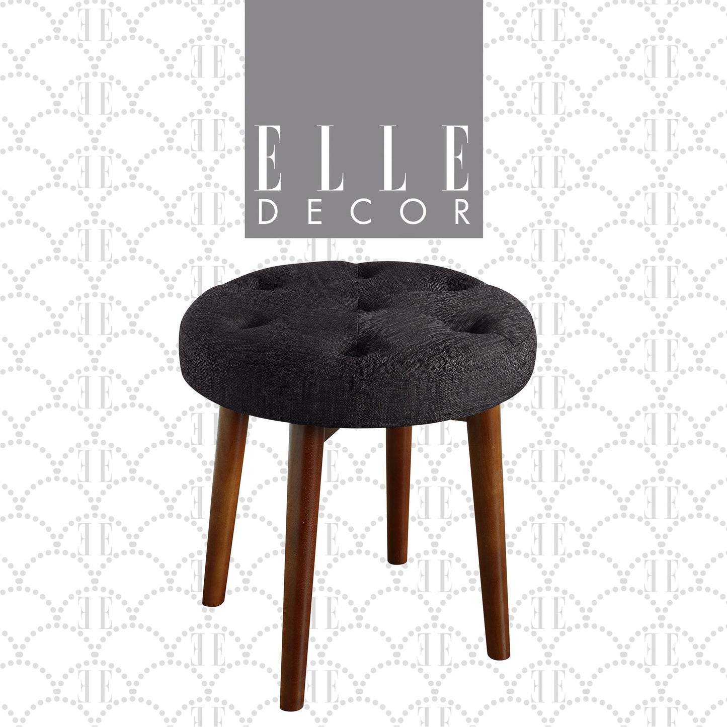 Elle Decor Penelope Round Tuft Stool Graphite