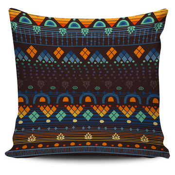 Ethno Brown Blue Pillow Cover
