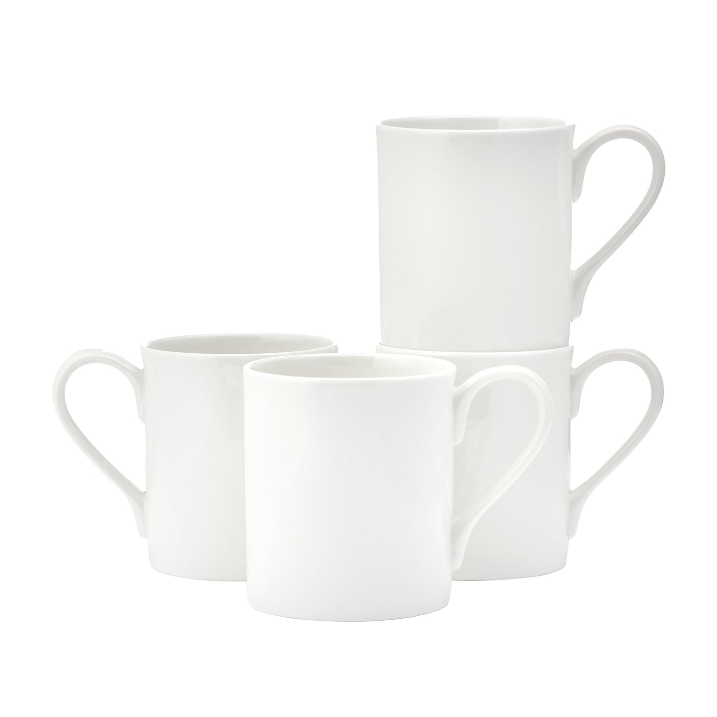 Fitz and Floyd Nevaeh 16 oz White Classic Rim Bone China Mugs (Set of 4)