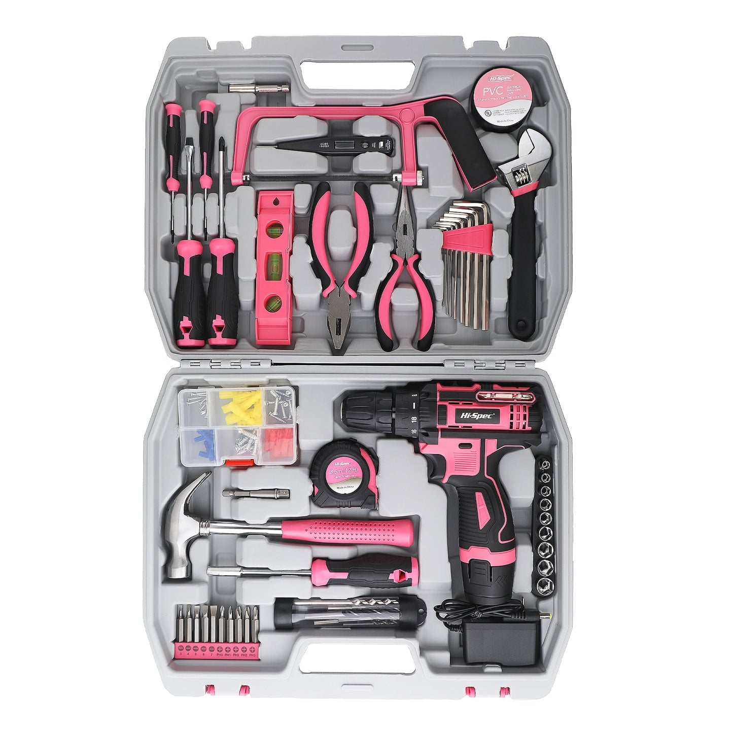 Harigal Juego de Herramientas Mecánicas de 328 Piezas con Estuche, Accionamiento de 1/4" y 1/2", Llaves, Kit de Herramientas Profesionales para Reparación de Autos, Rojo