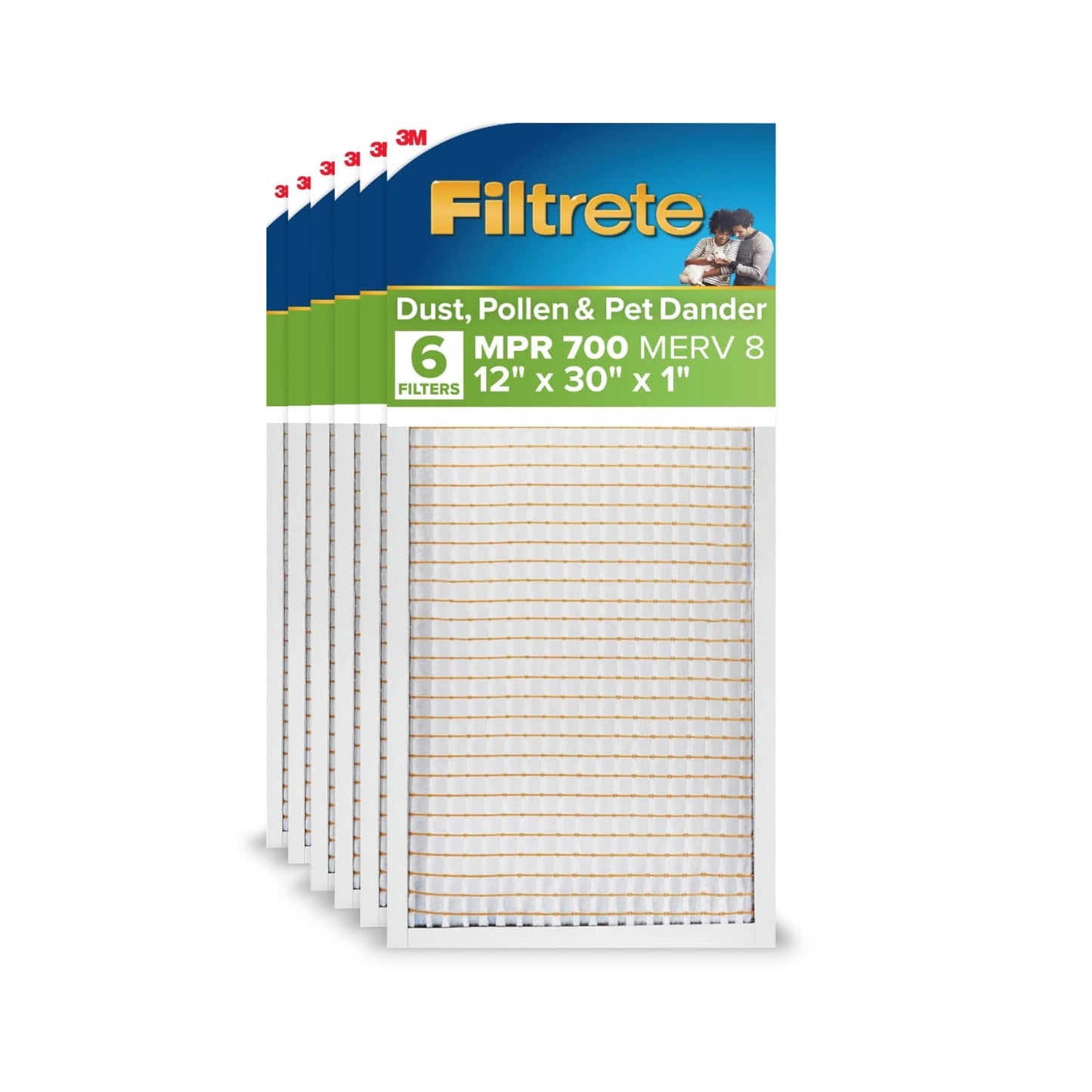 Filtrete 12x30x1 HVAC Furnace Air Filter, MPR 700 MERV 8, Dust, Pollen & Pet Dander Reduction, 6 Pack