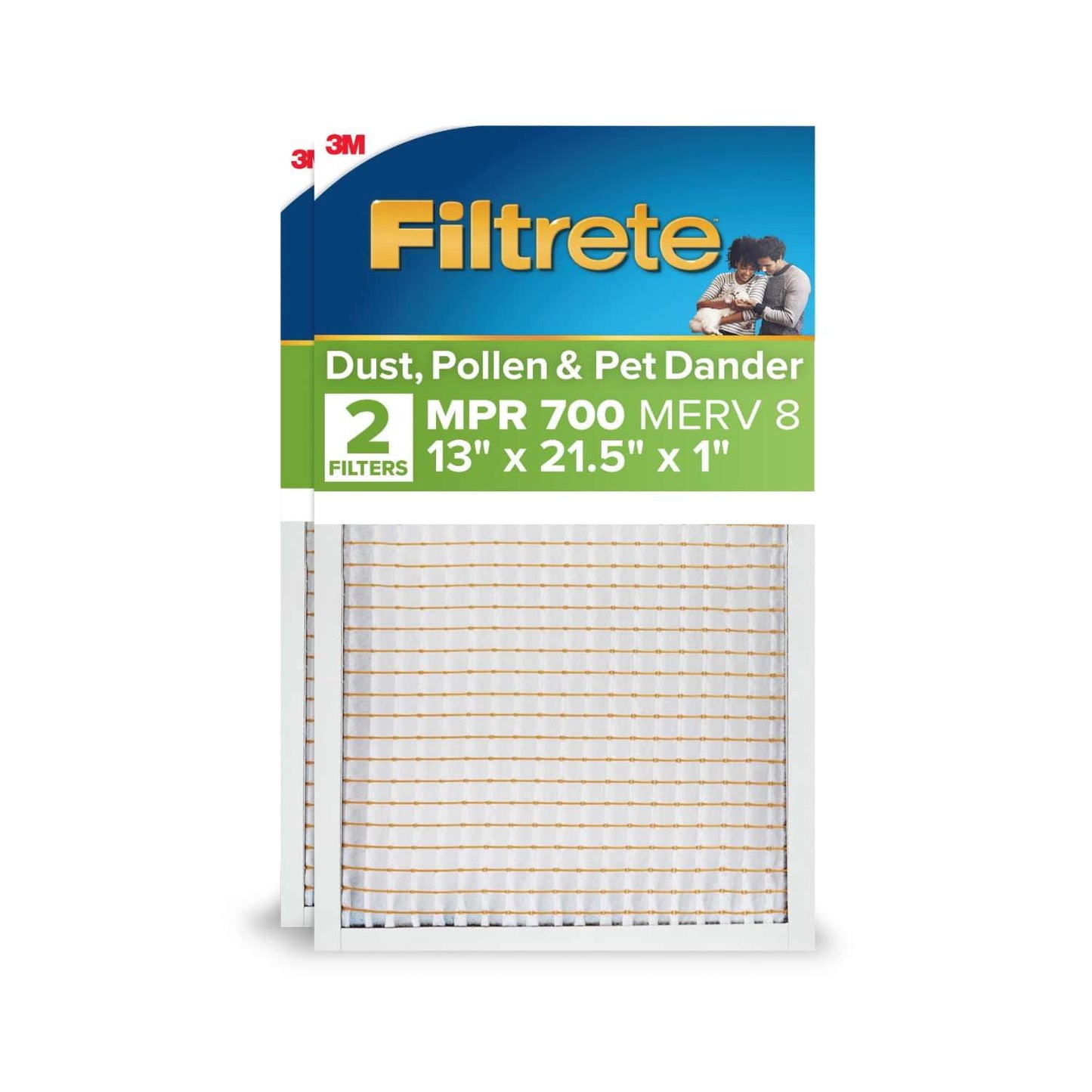 Filtrete 13x21.5x1 HVAC Furnace Air Filter, MPR 700 MERV 8, Dust, Pollen & Pet Dander Reduction, 2 Pack