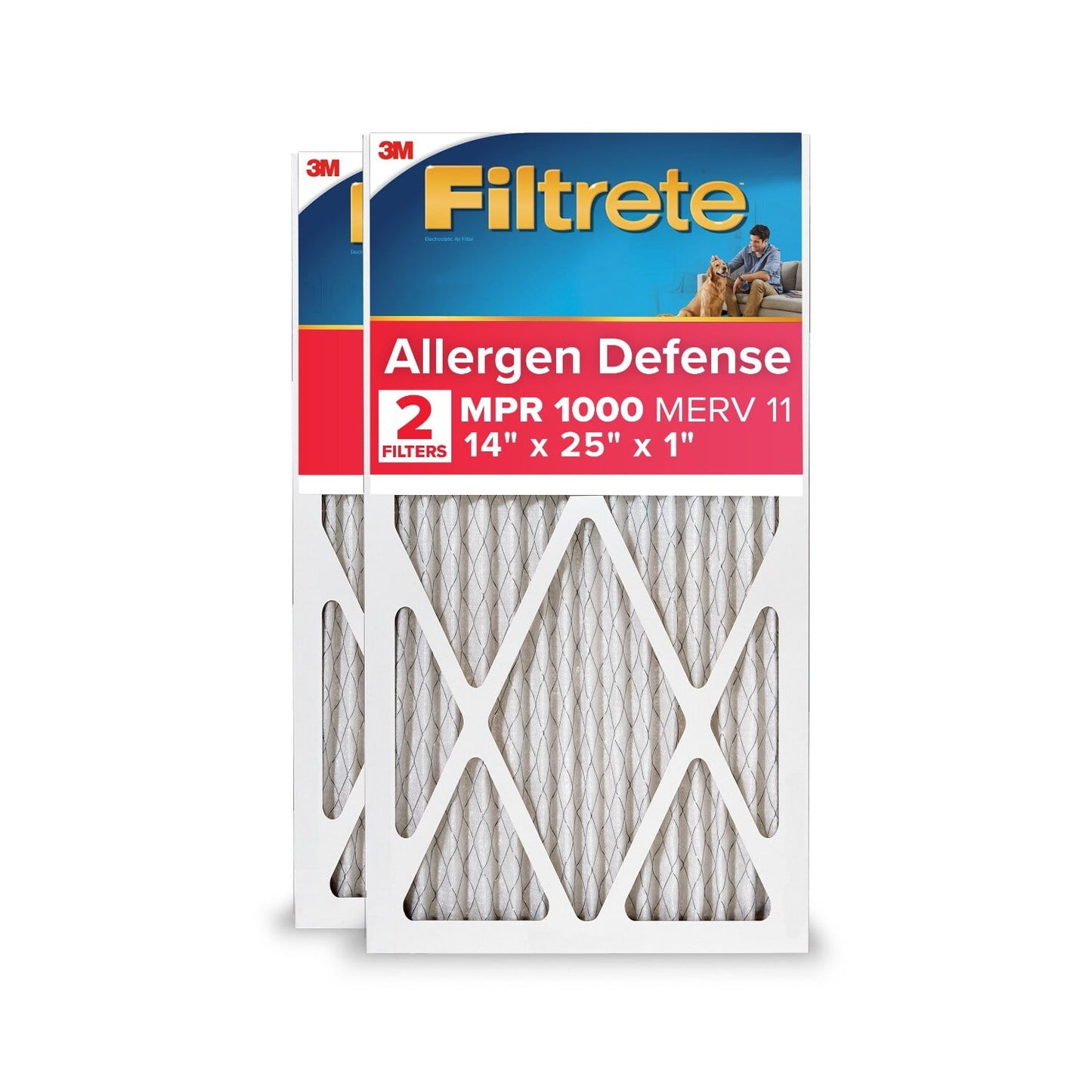 Filtrete 14x25x1 HVAC Furnace Air Filter, MPR 1000 MERV 11, Allergen Defense, 1 Filter