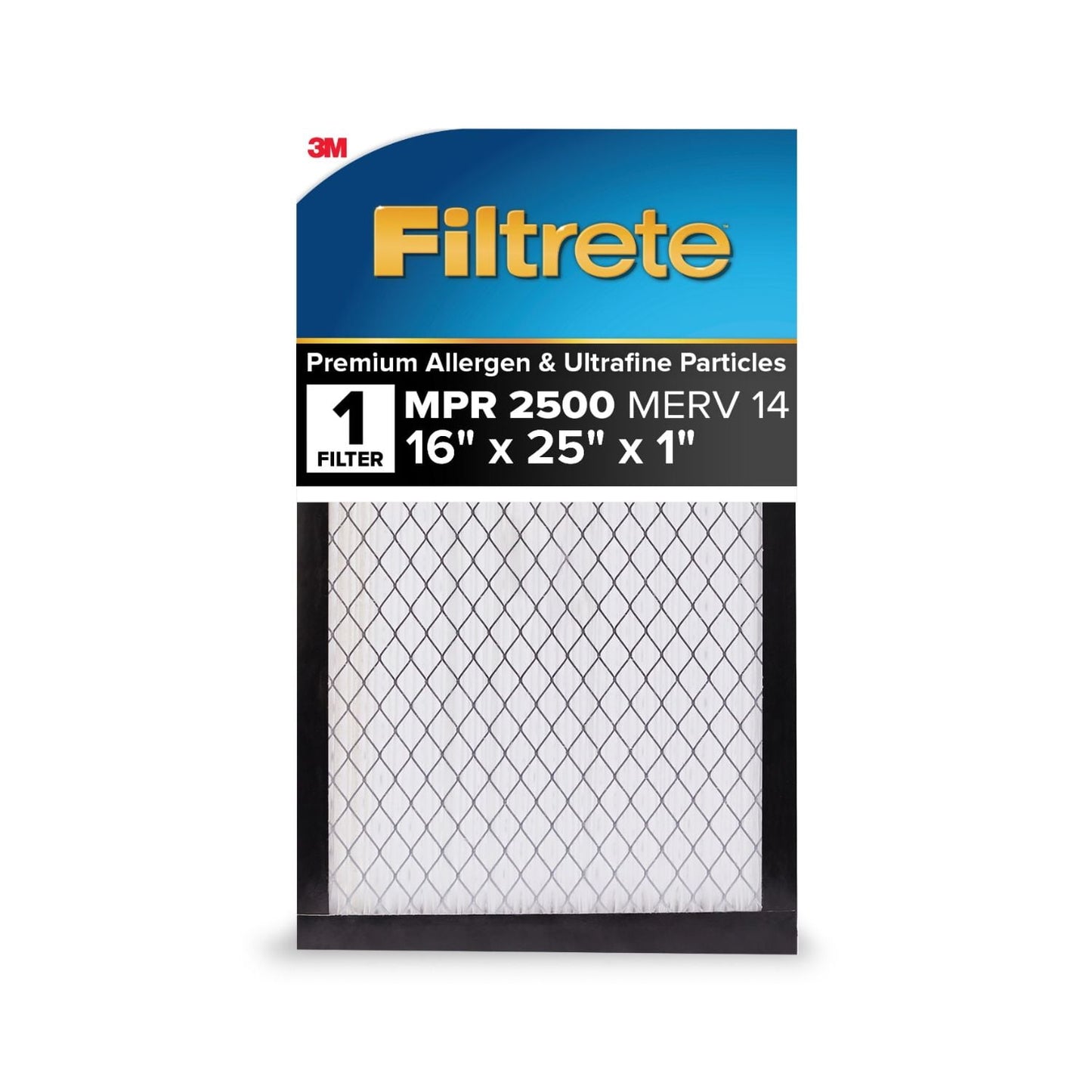 Filtrete 16x25x1 HVAC Furnace Air Filter, MPR 2500 MERV 14, Premium Allergen & Ultrafine Particles, 1 Filter