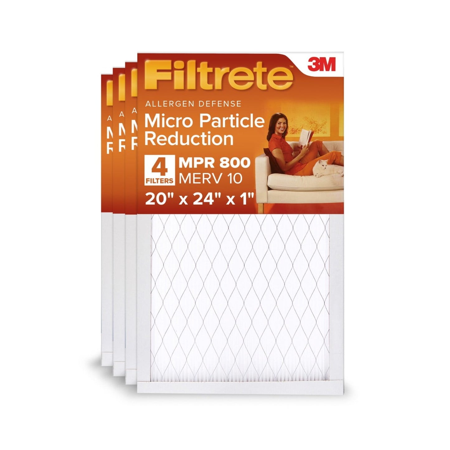 Filtrete Filtro de Aire para Horno HVAC 20x24x1, MPR 800 MERV 10, Reducción de Micro PartÃculas, 2 Filtros