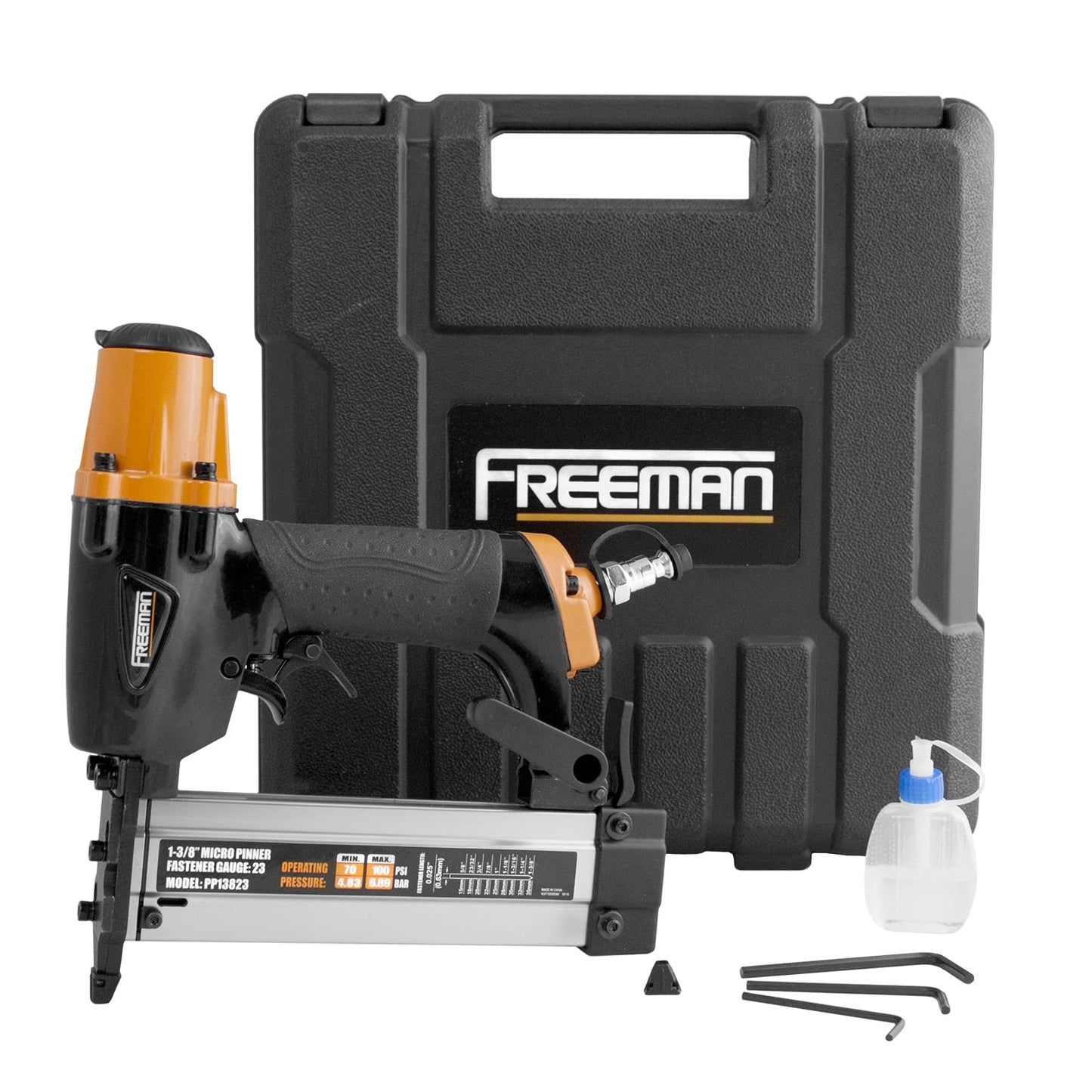 Freeman PP13823 Pneumatic 23-Gauge 1-3/8" Micro Pinner with Case