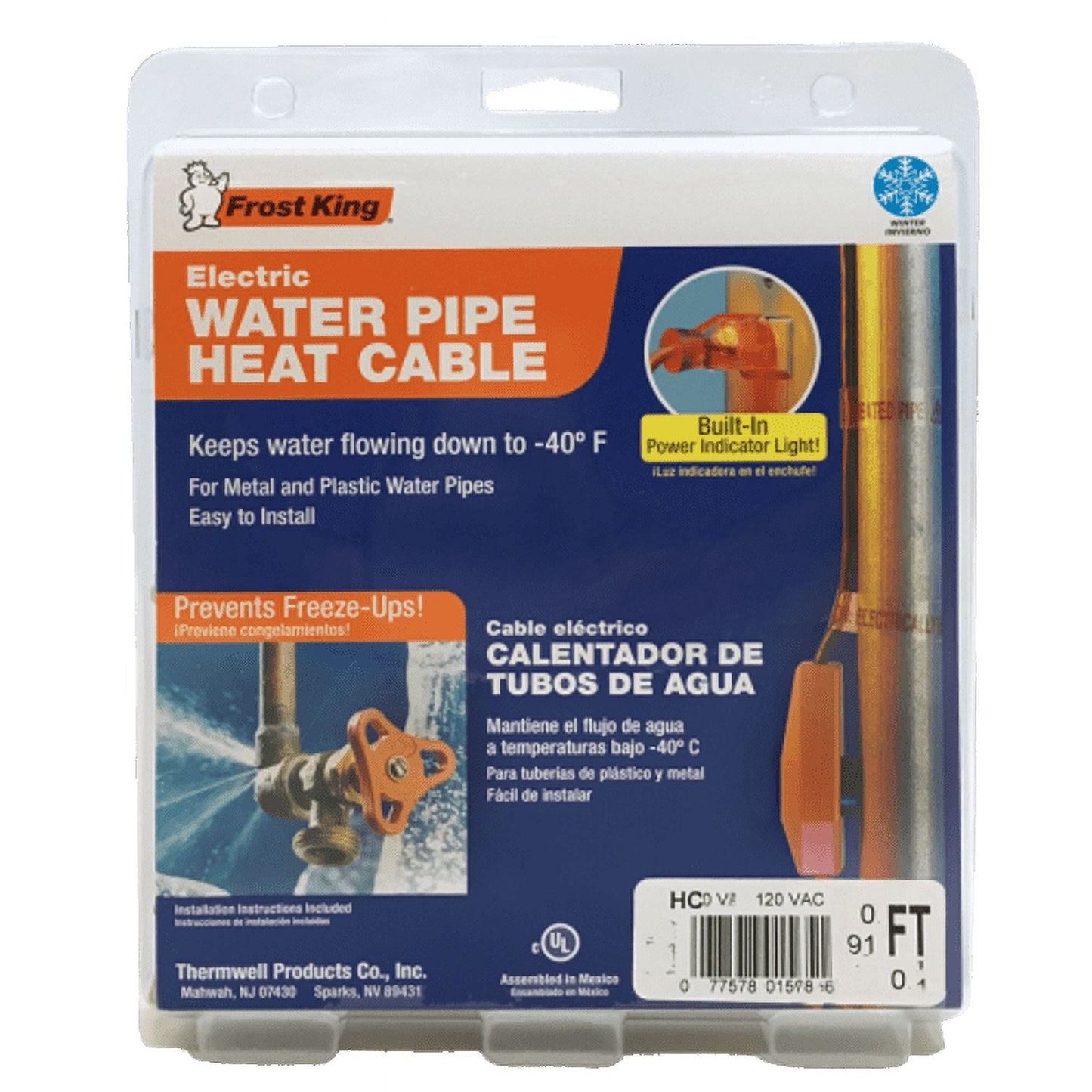Frost King® HC30A Kit de Cable Eléctrico de Calor de 30 Pies de Largo