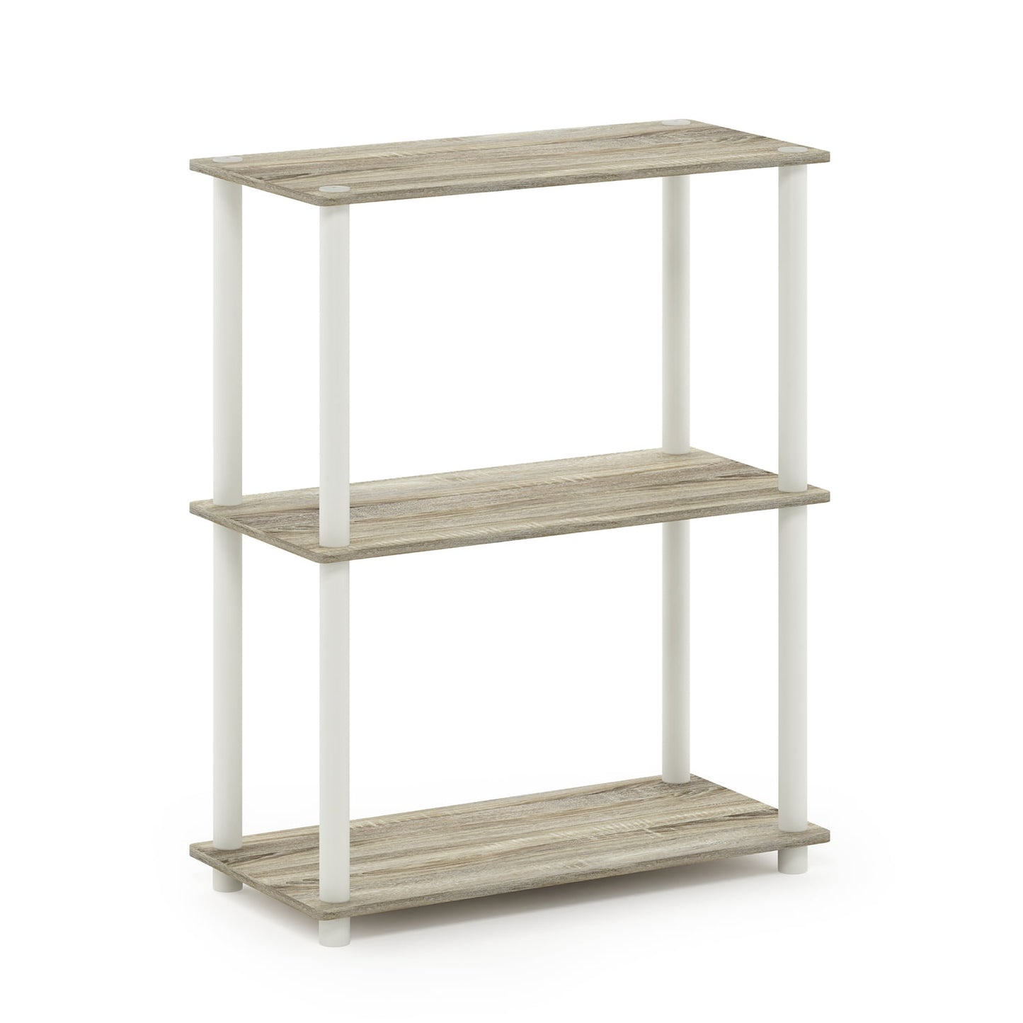 Furinno Mesa Auxiliar de 3 Niveles Estilo Industrial con Estructura de Metal, Mesa Lateral, Roble Finlandés