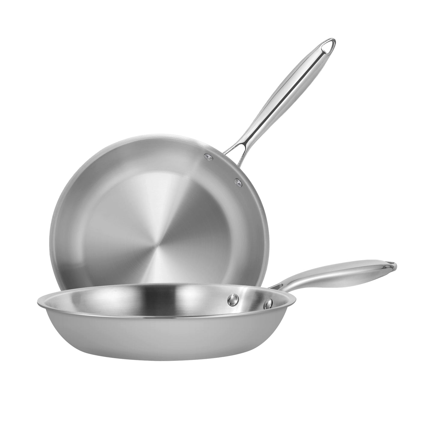 Fenbeli 2 Pcs 3 Ply Stainless Steel Fry Pans Nonstick with Premium Magnetic Stainless Exterior, Aluminum Core