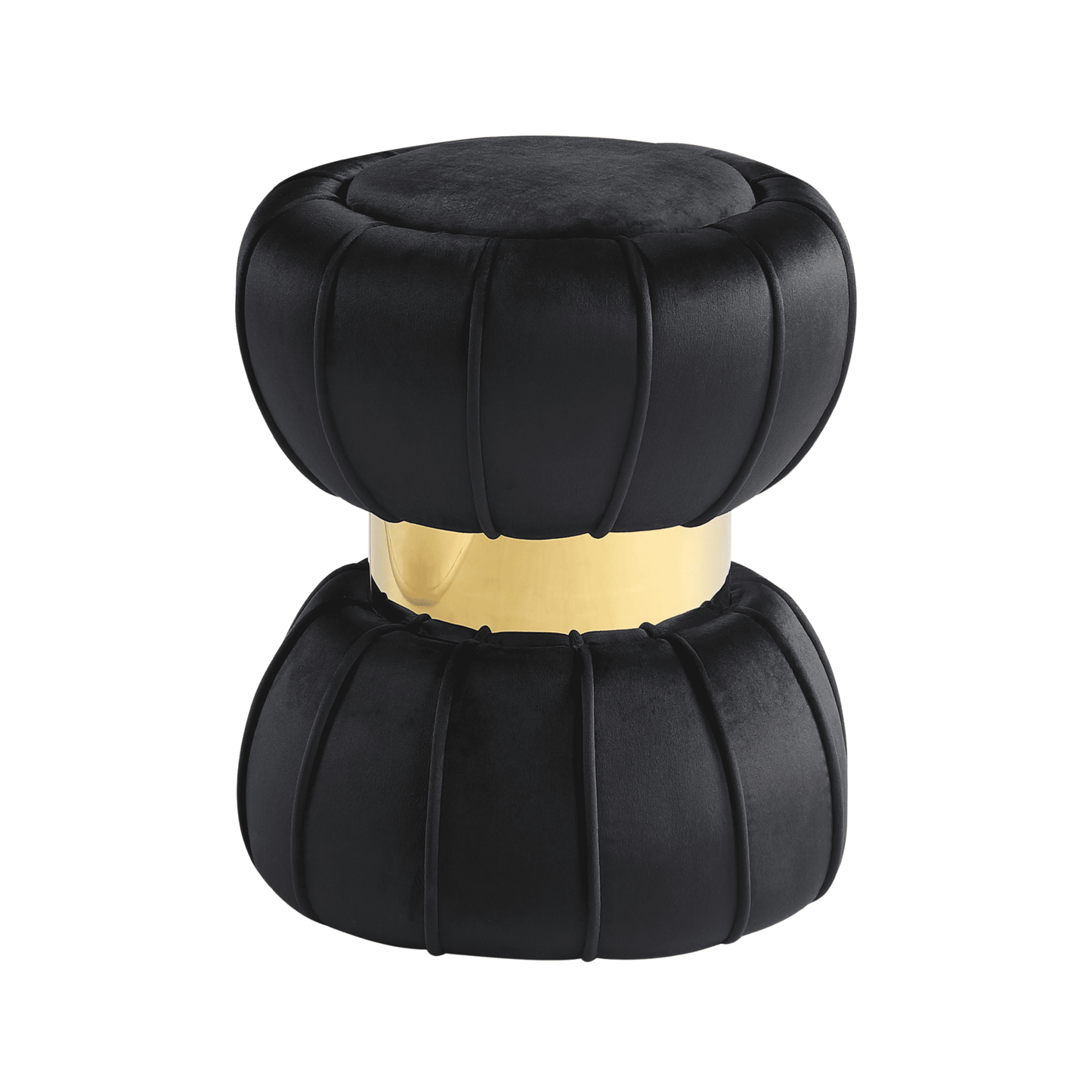 Furniture of America Rigi Modern 15" Velvet Fabric Round Stool, Black