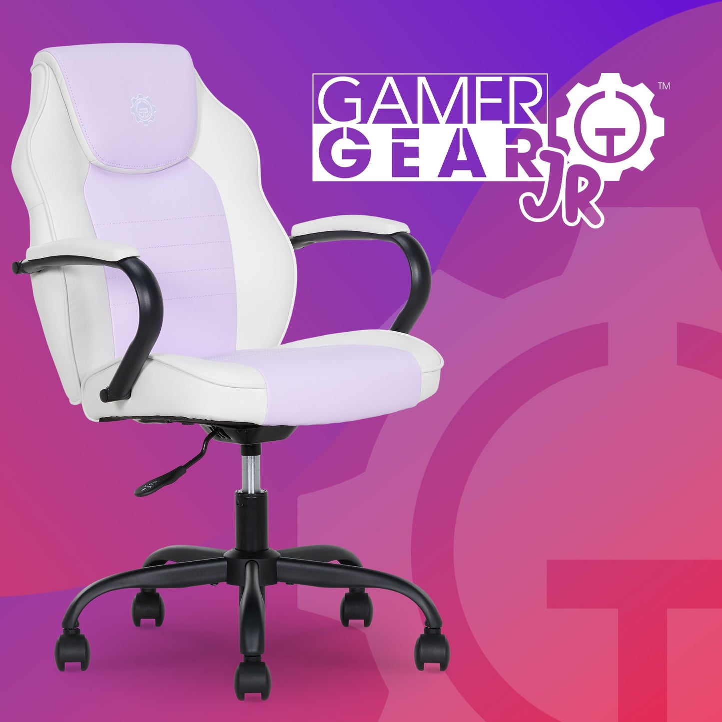 Gamer Gear Jr. Xplorer Silla de Juego y Computadora, Silla de Juego para Niños y Adolescentes con Brazos Acolchados, Altura Ajustable, Rojo y Negro