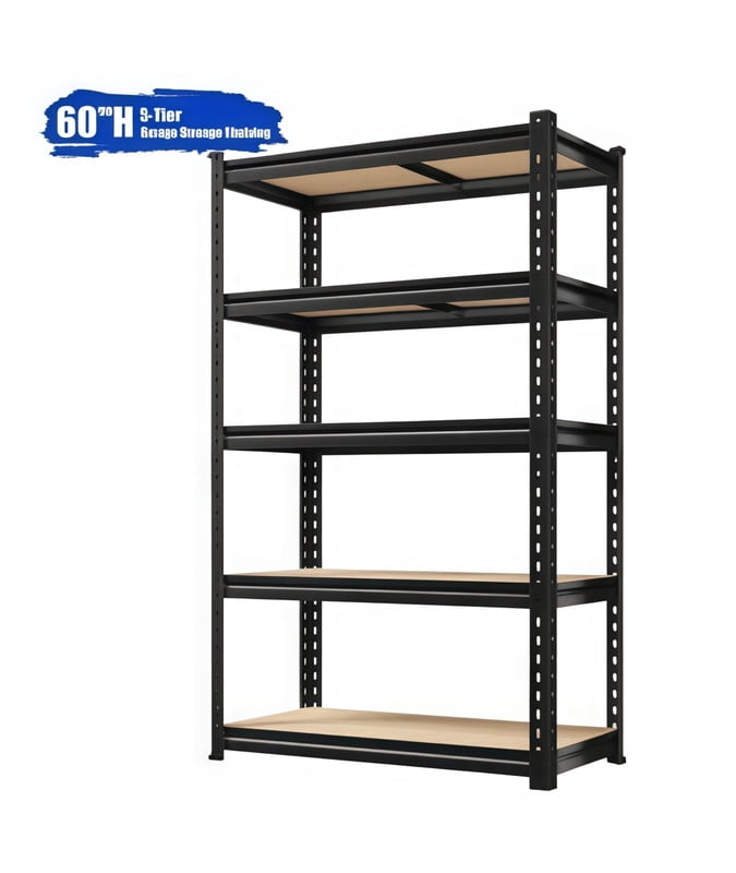 Estantes de Almacenamiento para Garaje, Resistentes, de 5 Niveles, Unidades de EstanterÃa Metálicas para Almacenamiento, Estante Utilitario Ajustable, 27.5" An x 11.8" Pr x 60" Al