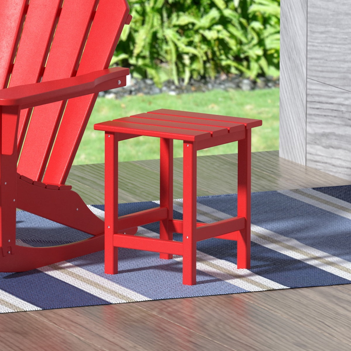 Mesa Auxiliar Adirondack Outdoor de Plástico GARDEN Square, Gris