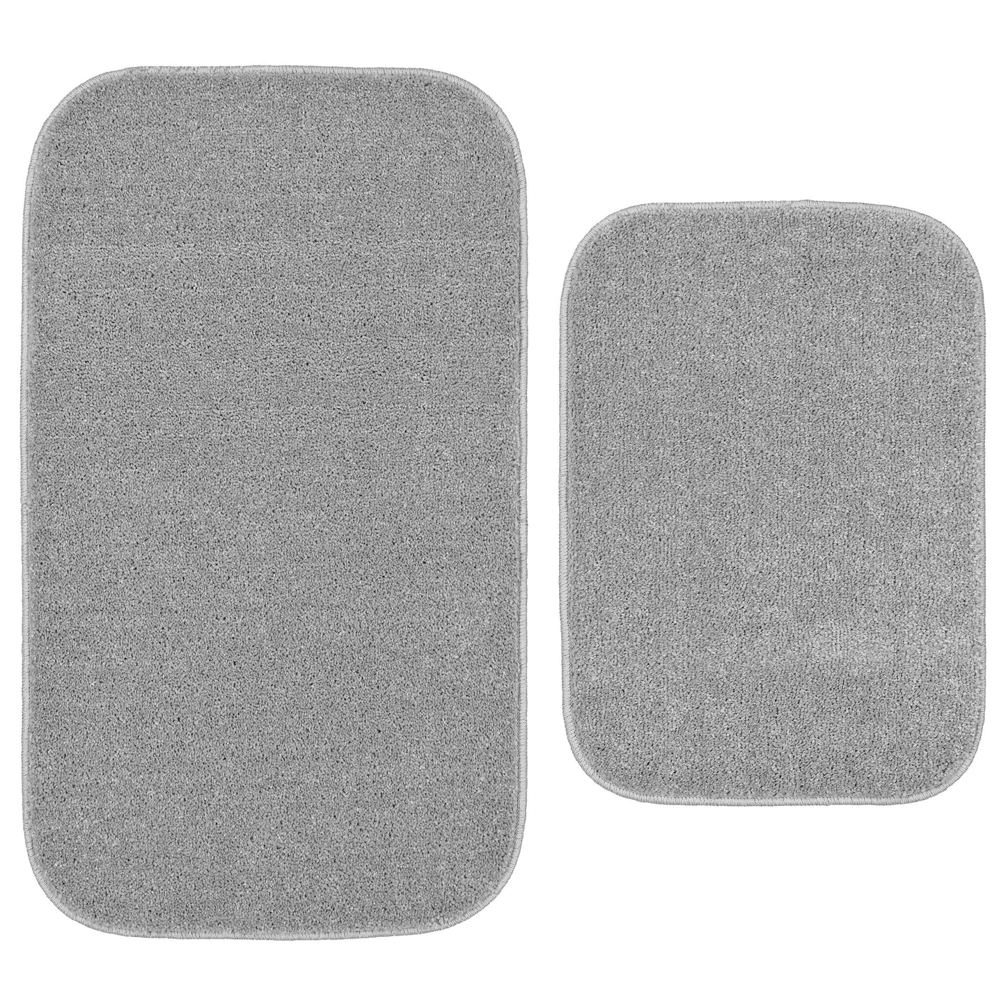 Garland Rug Sedona Washable Bath Rug Set, 2 Piece (21"x34" & 17"x24") Silver