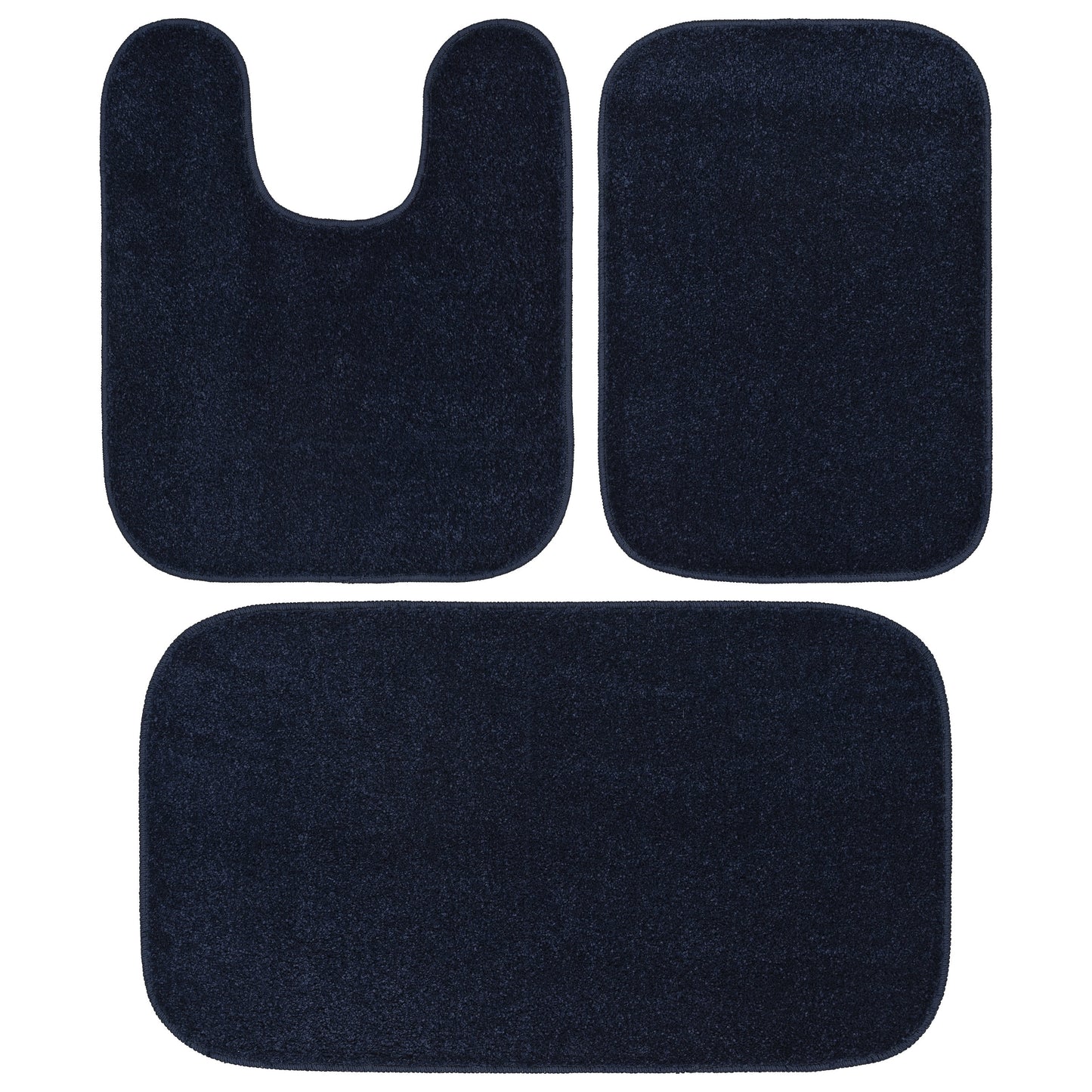 Garland Rug Sedona Washable Bath Rug Set, 3 Piece Set (2 Bath Rugs, & Contour Rug) Navy
