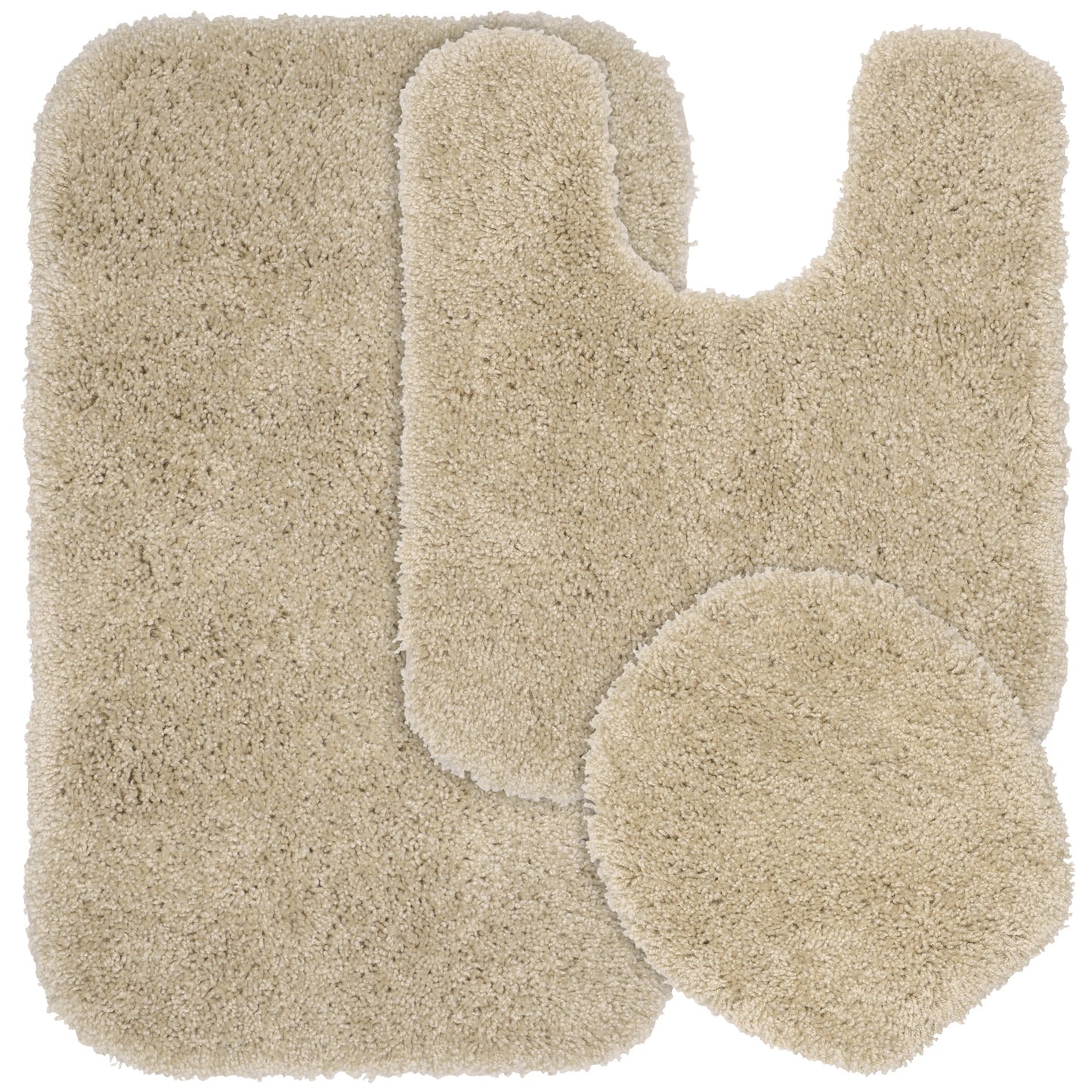 Garland Rug Serendipity Juego de Tapetes de Baño de Nailon Lavable, Juego de 3 Piezas (Tapete de Baño de 21"x34", Tapete Contorneado y Tapa de Inodoro) Lino