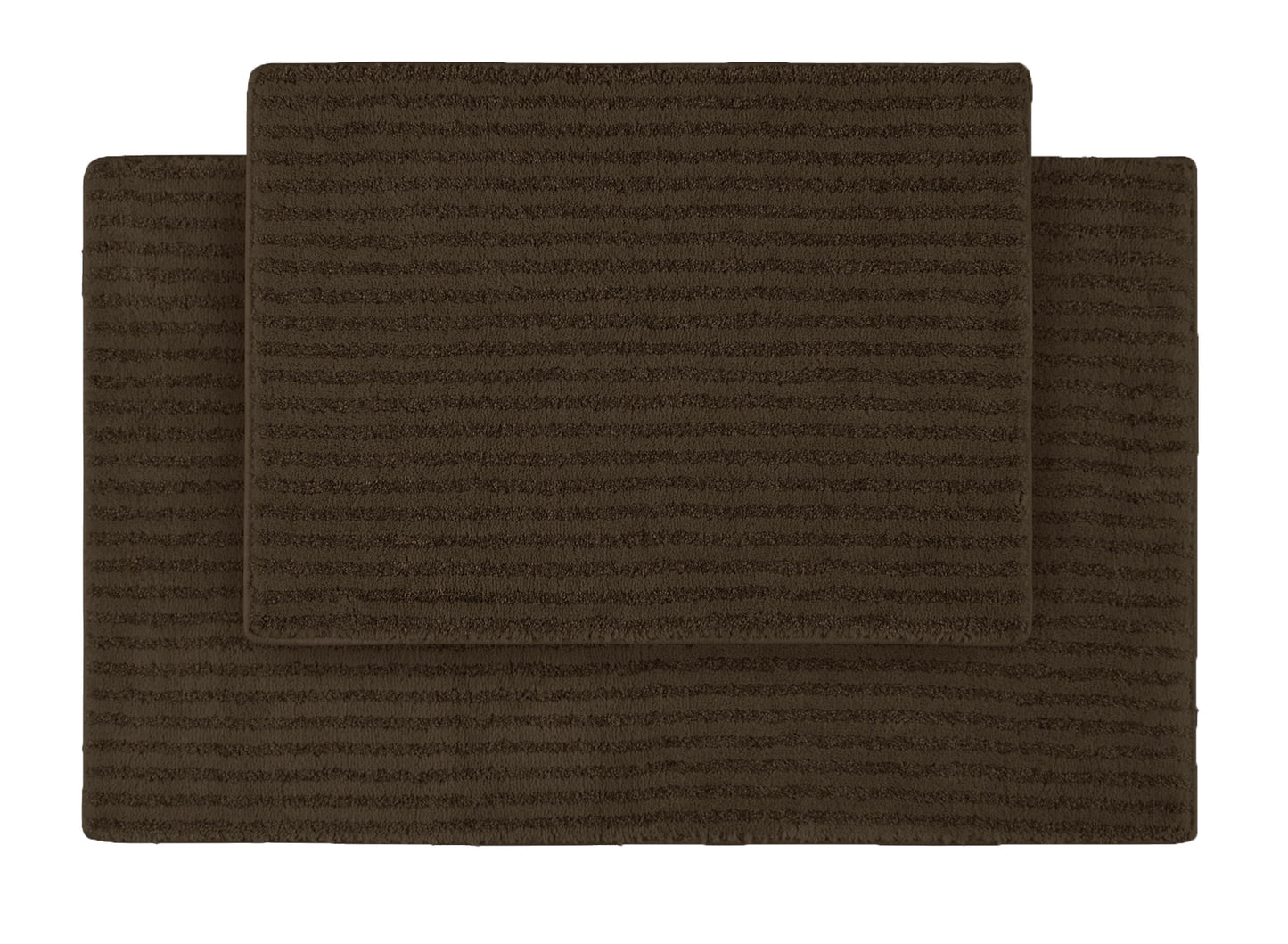 Garland Rug Sheridan Washable Nylon Bath Rug Set, 2 Piece Set (17"x24" Bath Rug, & 21"x34" Bath Rug) Chocolate