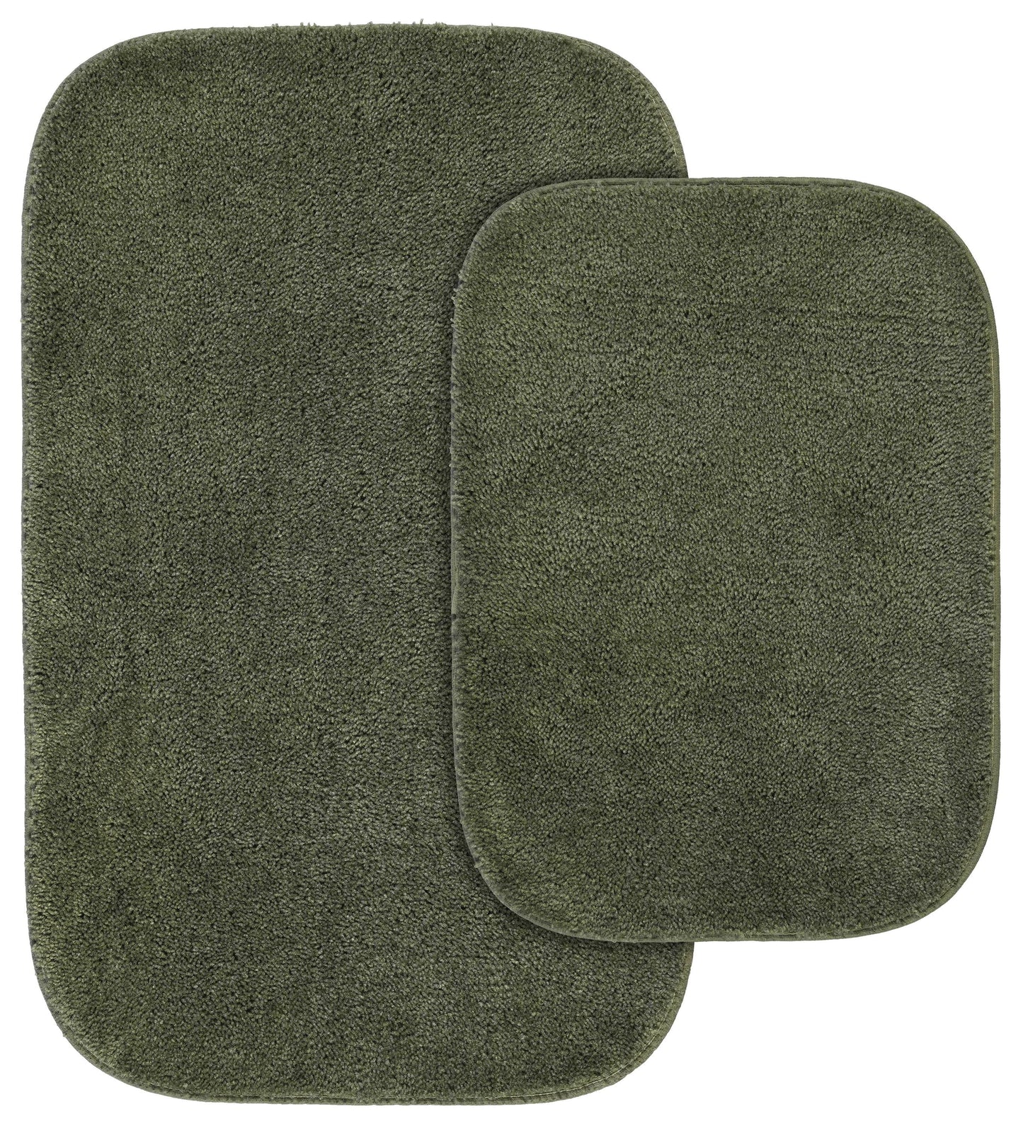 Garland Rug Traditional Washable Bath Rug Set, 2 Piece Set (17"x24" Bath Rug, & 21"x34" Bath Rug) Deep Fern