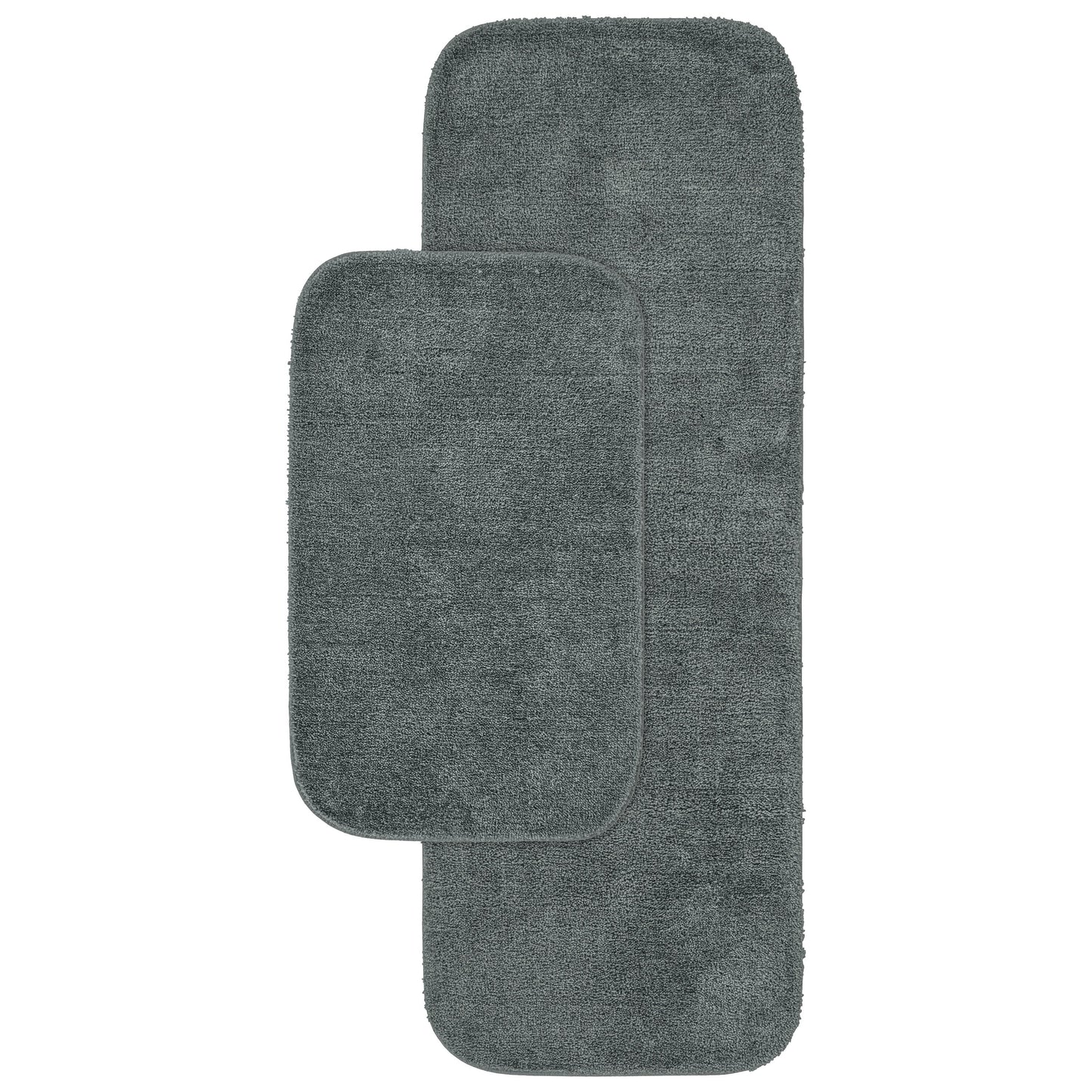 Garland Alfombra Tradicional Lavable, Juego de Alfombras de Baño, Juego de 2 Piezas (Alfombra de Baño de 21"x34" y Pasillo de 22"x60") Gris Oscuro