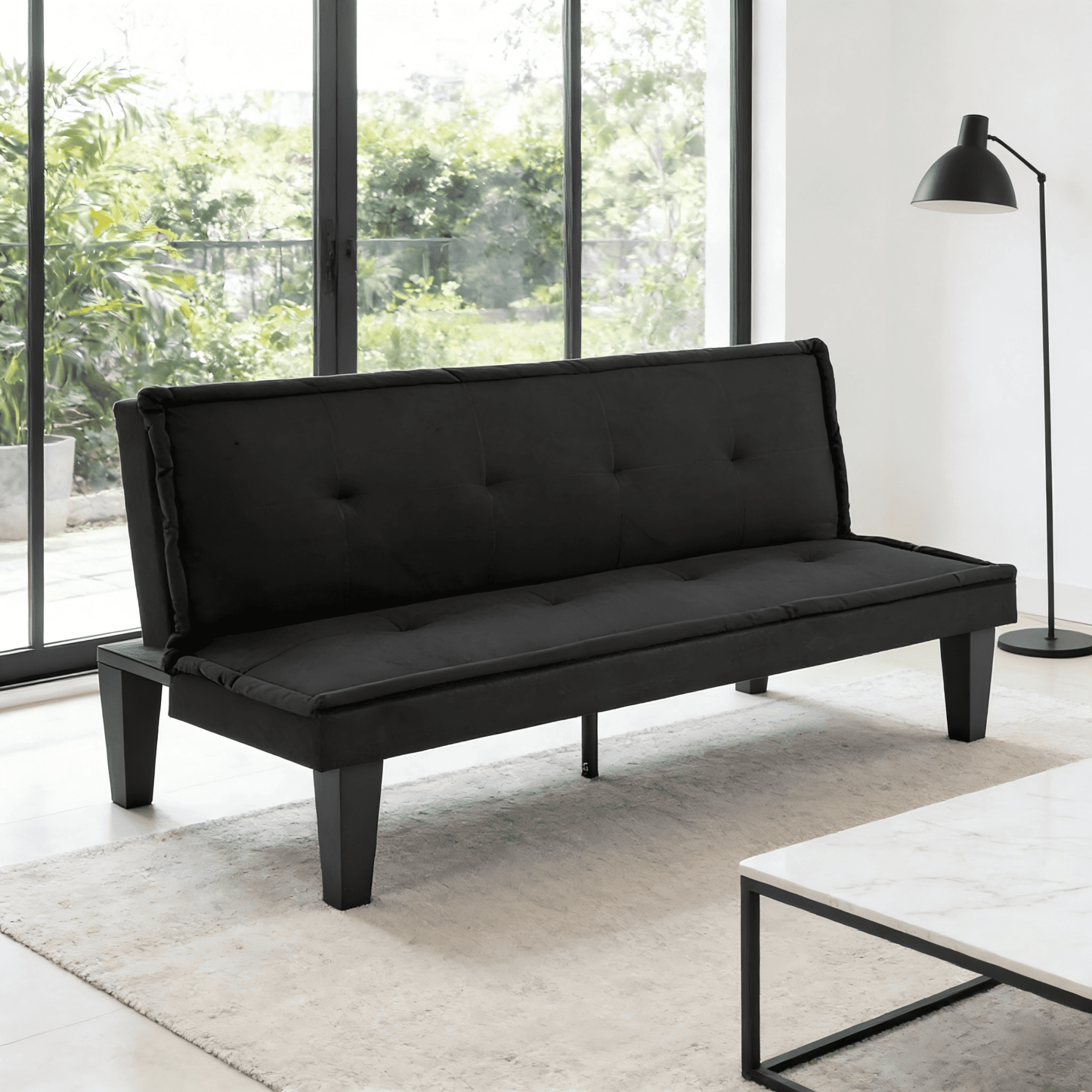 Gewnee 62.99â€Futon Sofa Bed,Folding Loveseat Recliner with 5-level Adjustment,Sleeper Sofa for Apartments,Offices or Guest Rooms.Black
