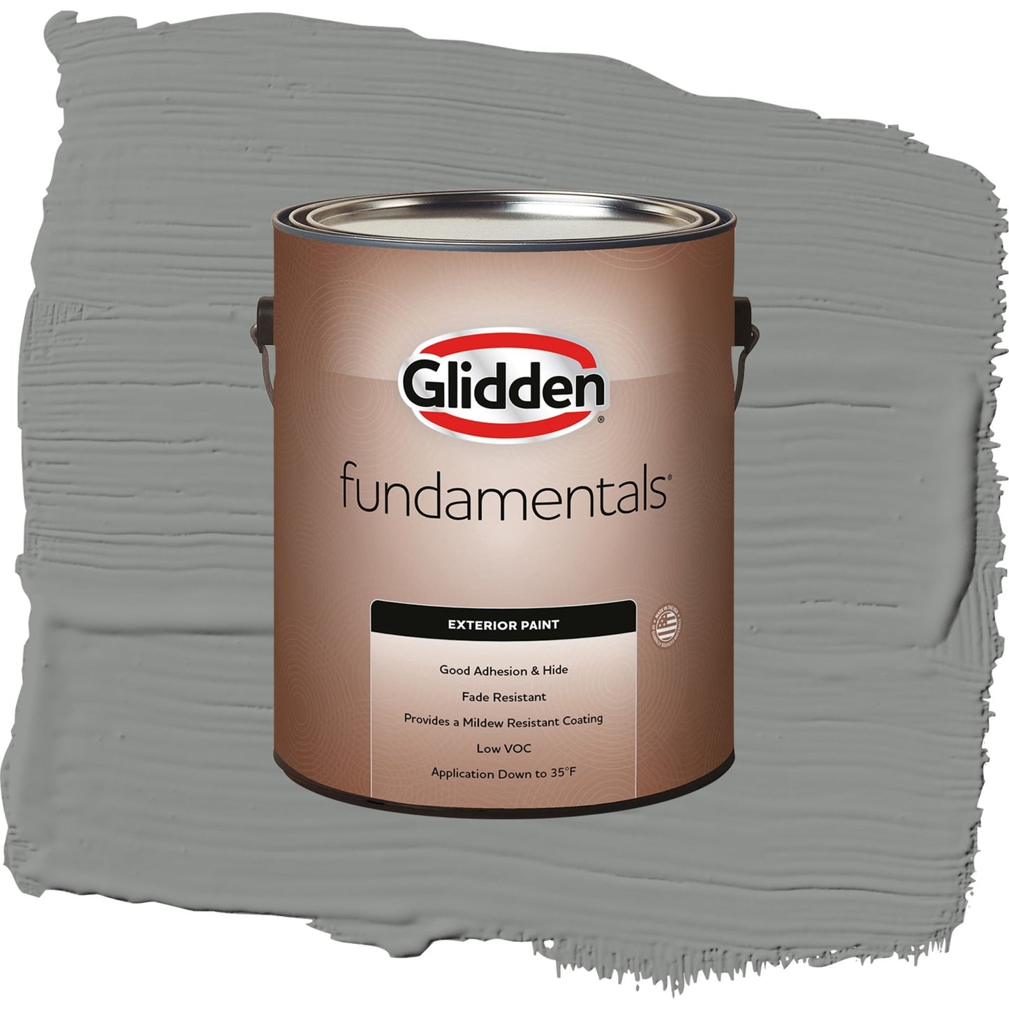 Glidden Fundamentals Phoenix Fossil / Gray, Satin Exterior Paint, 1 Gallon