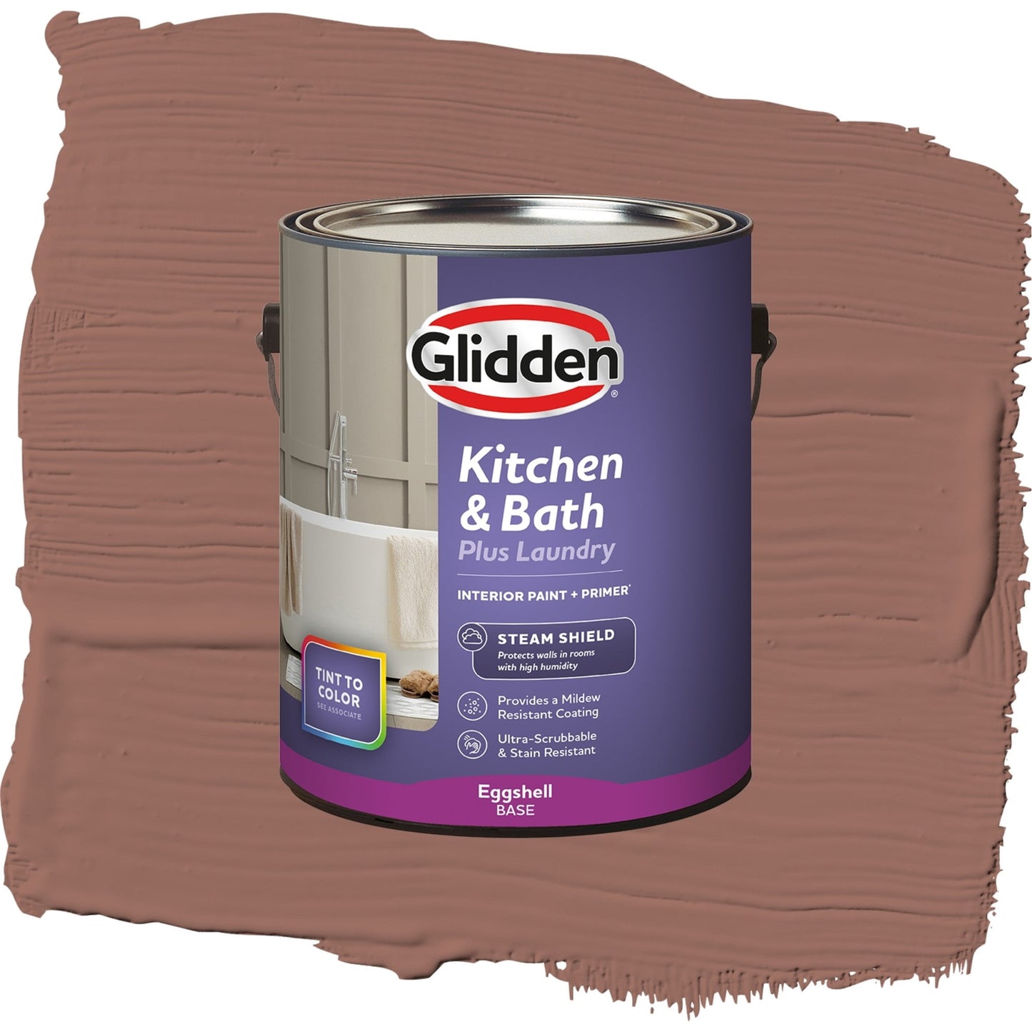 Glidden Glidden Kitchen Bath and Laundry Safari Brown / Brown, Eggshell Interior Paint with Primer, 1 Gallon