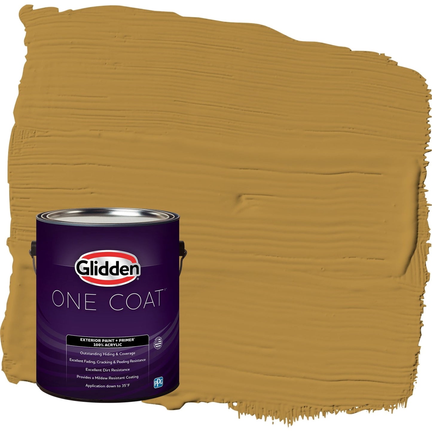 Glidden One Coat Butterscotch Ripple / Yellow Flat Exterior Paint with Primer, 1 Gallon