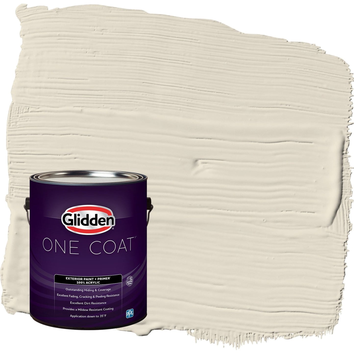 Glidden One Coat Antique White / Off White Satin Exterior Paint with Primer, 1 Gallon