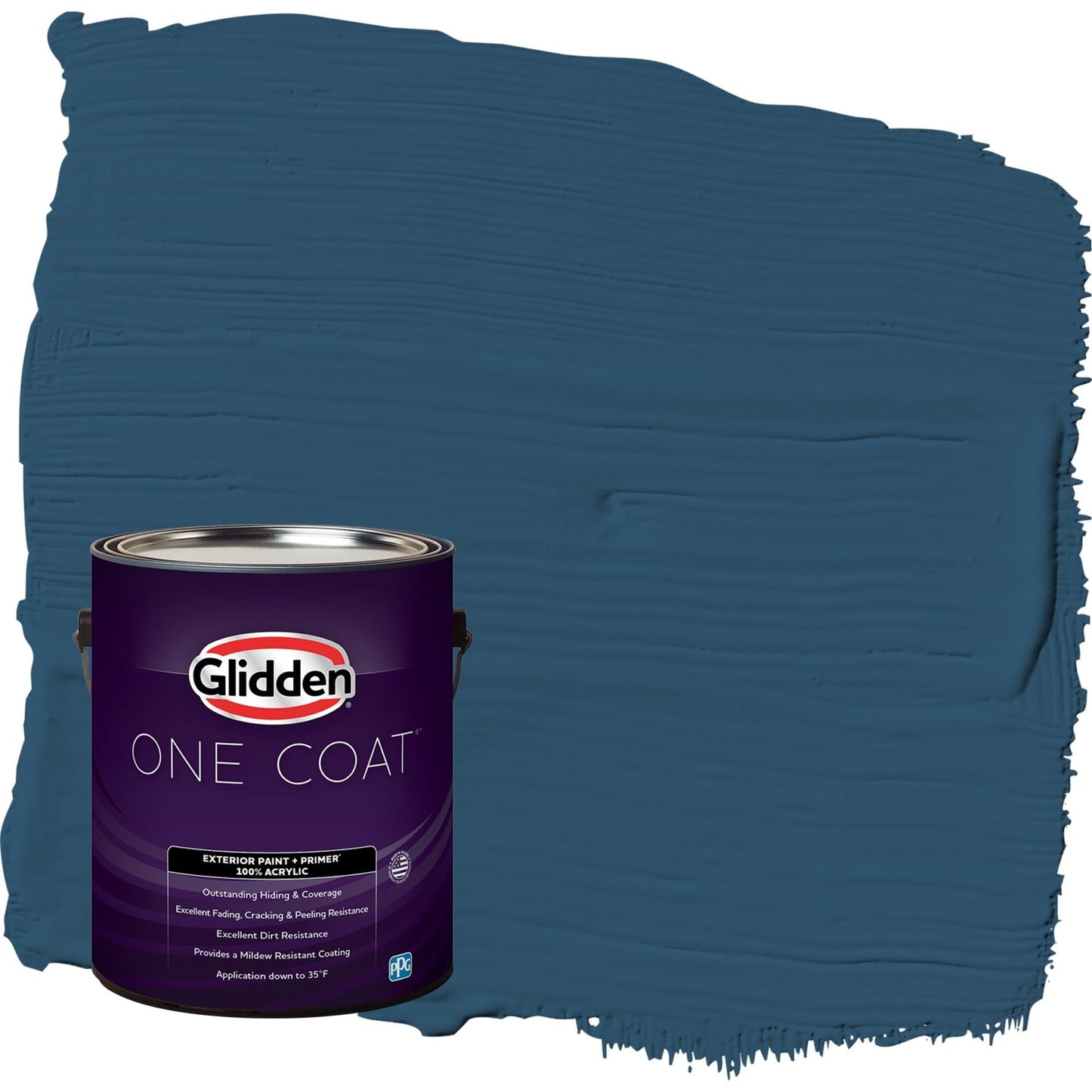 Glidden One Coat Blue Lava / Blue Flat Exterior Paint with Primer, 1 Gallon