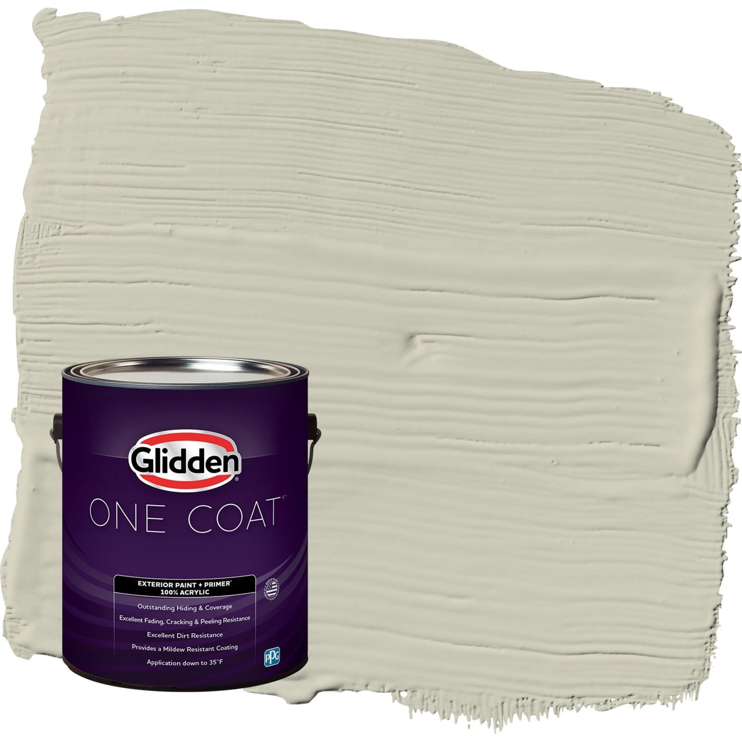 Glidden One Coat French Gray Linen / Grey Semi-Gloss Exterior Paint with Primer, 1 Gallon