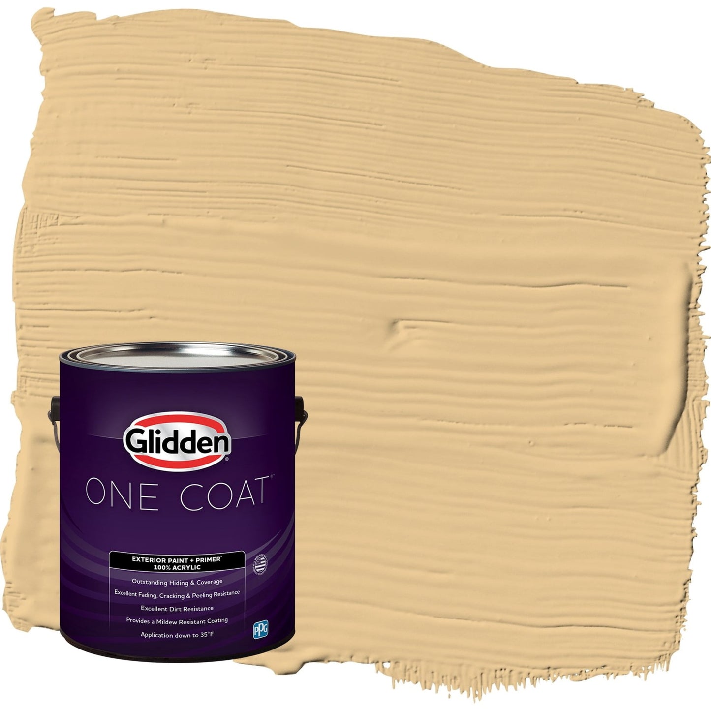 Glidden One Coat Halo / Yellow Satin Exterior Paint with Primer, 1 Gallon