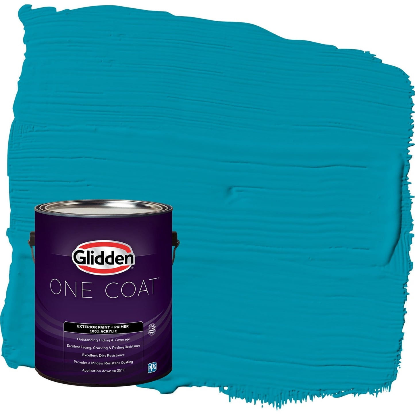 Glidden One Coat Mediterranean Blue / Blue Flat Exterior Paint with Primer, 1 Gallon